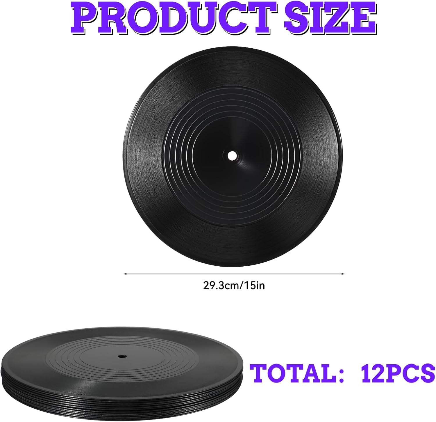Yuanan 12 PCS Blank Vinyl Records, 12 Inch Vinyl Wall Decor Record Decor Simulation Music Wall Decors for Music Parties, Studios, Holiday Decorations, Birthday Gifts and DIY Crafts