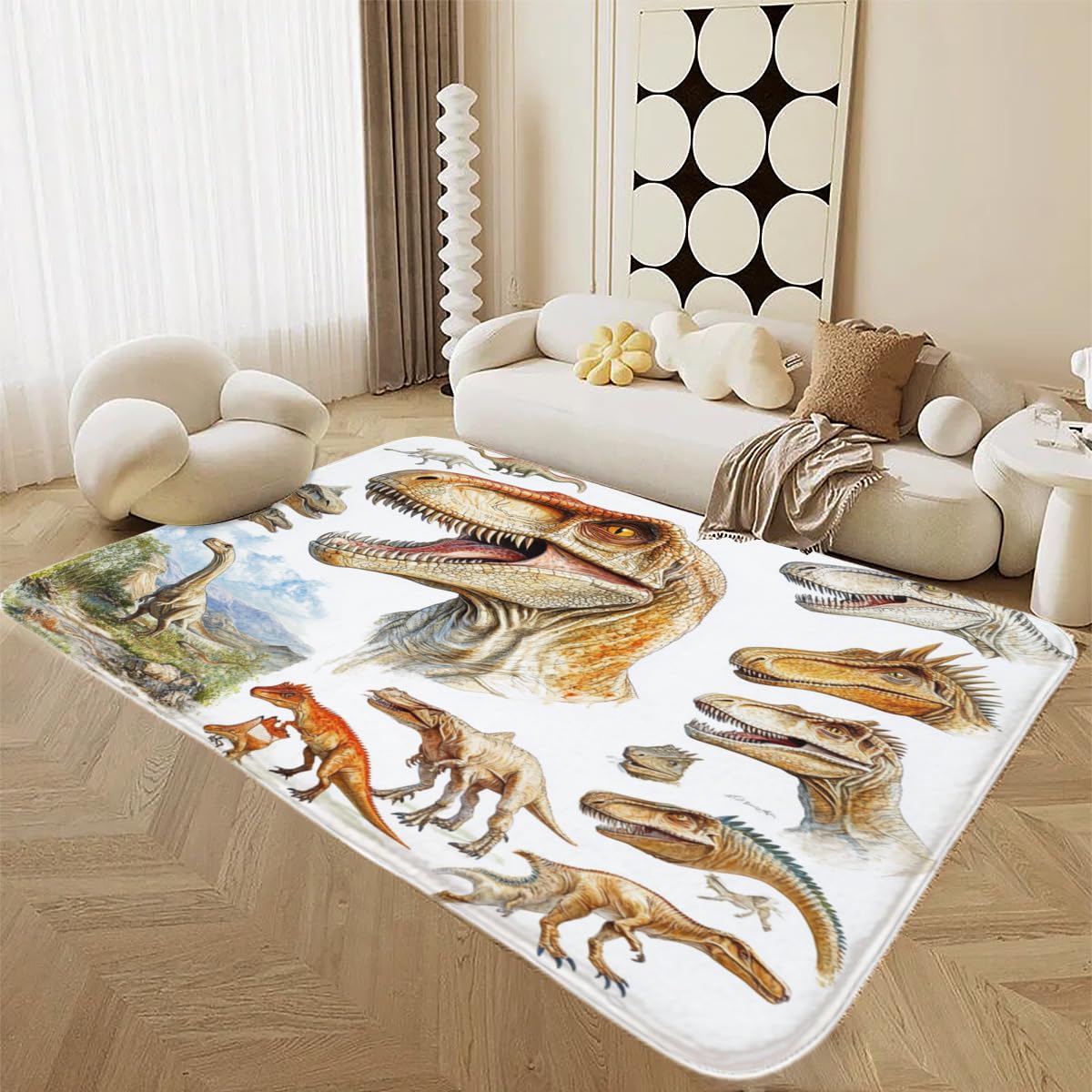 Alfombra de dinosaurio antideslizante que evita caídas en el cuarto infantil