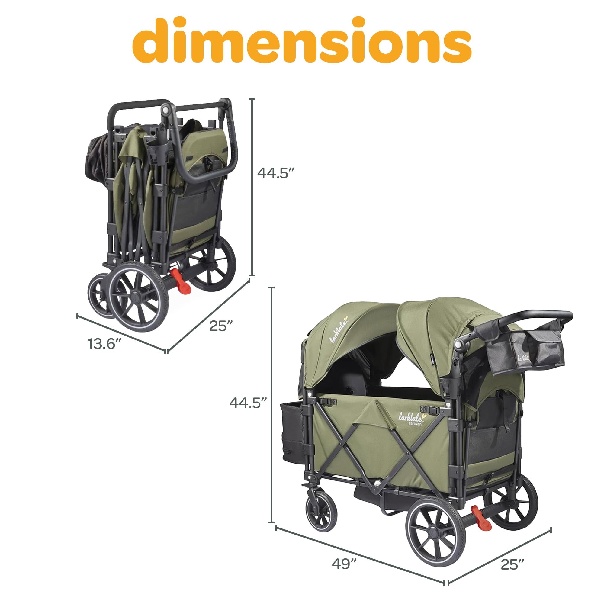 Amazon.com : Larktale Caravan V3 Wagon Stroller for 2 Kids, Chelsea Green : Baby