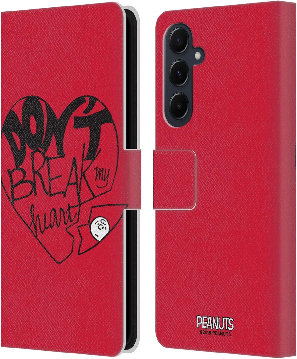 Head Case Designs Officially Licensed Peanuts Don't Break My Heart Sealed with A Kiss Leather Wallet Case Compatible with Samsung Galaxy A55 5G