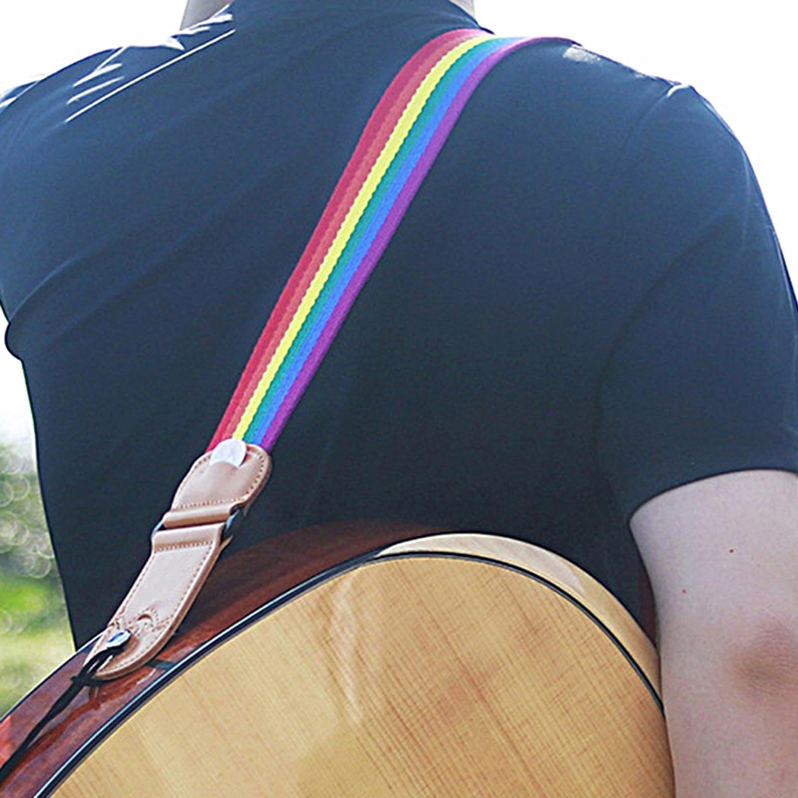 Pasek do gitary z uchwytami na kostki, regulowany pasek na ramię do gitary basowej, ukulele, gitary elektrycznej i akustycznej, wygodna i trwała konstrukcja