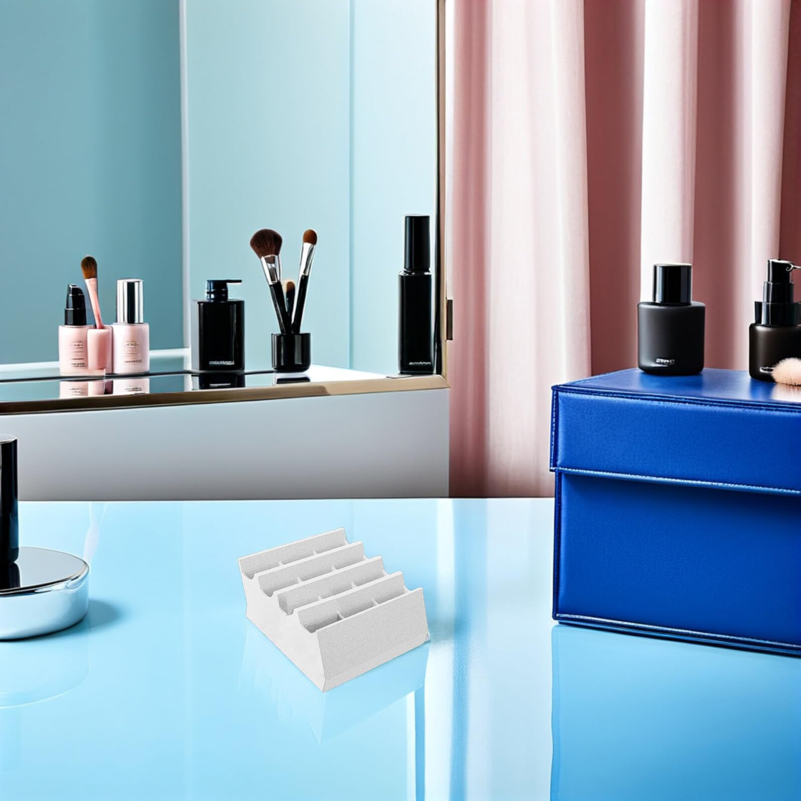 Organizzatore Scatola Multi-slot per Lame da Barba e Taglio Chioma 12 Scomparti in Pla Bianco Conservazione Sicura e Accesso Rapido per Uso in Bagno e Studi di Parrucchiere