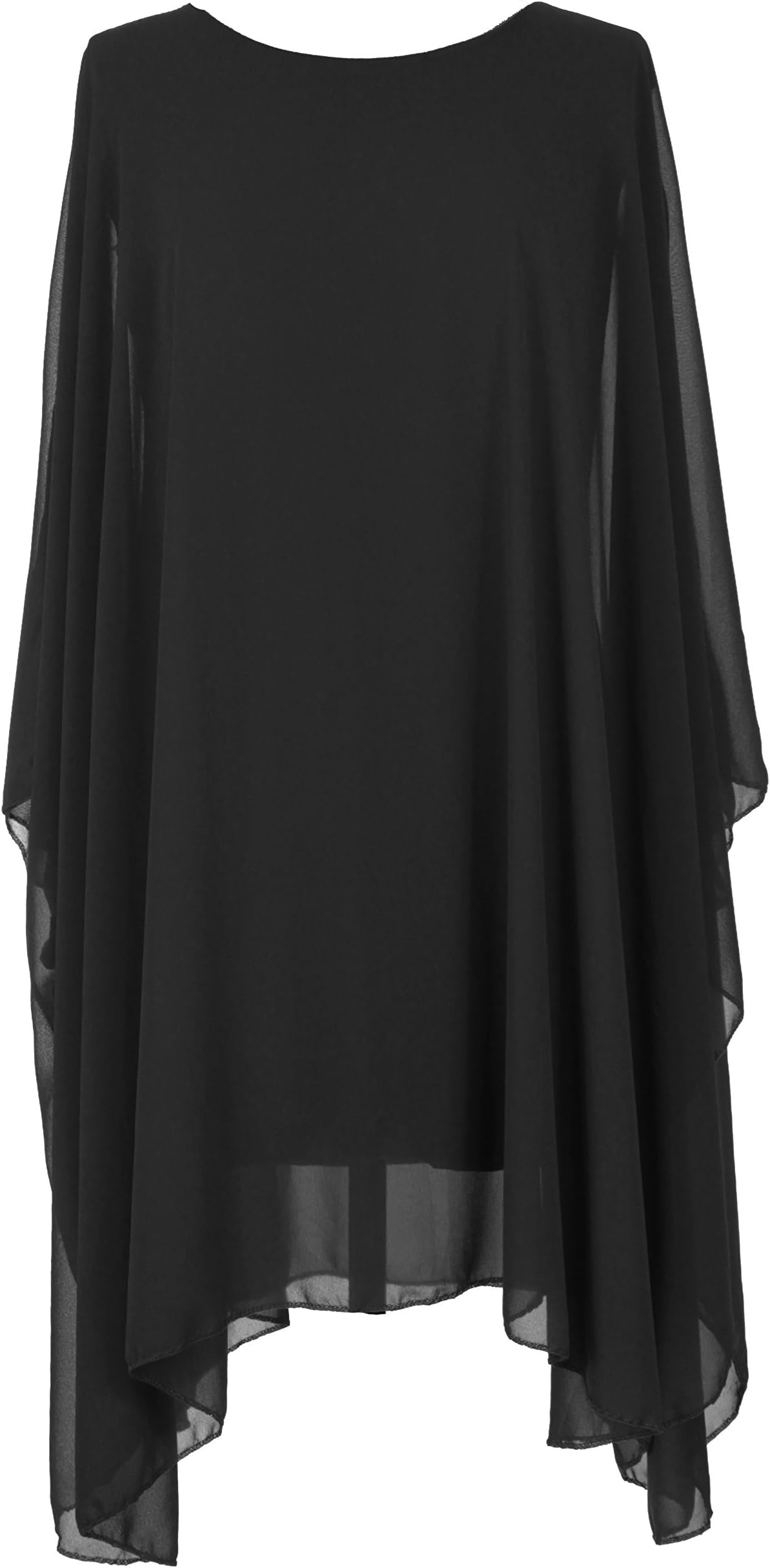 Ladies Womens Italian Lagenlook Batwing Sleeve Flowy Chiffon Kaftan Tunic Top Blouse Dress One Size Plus UK 14-22