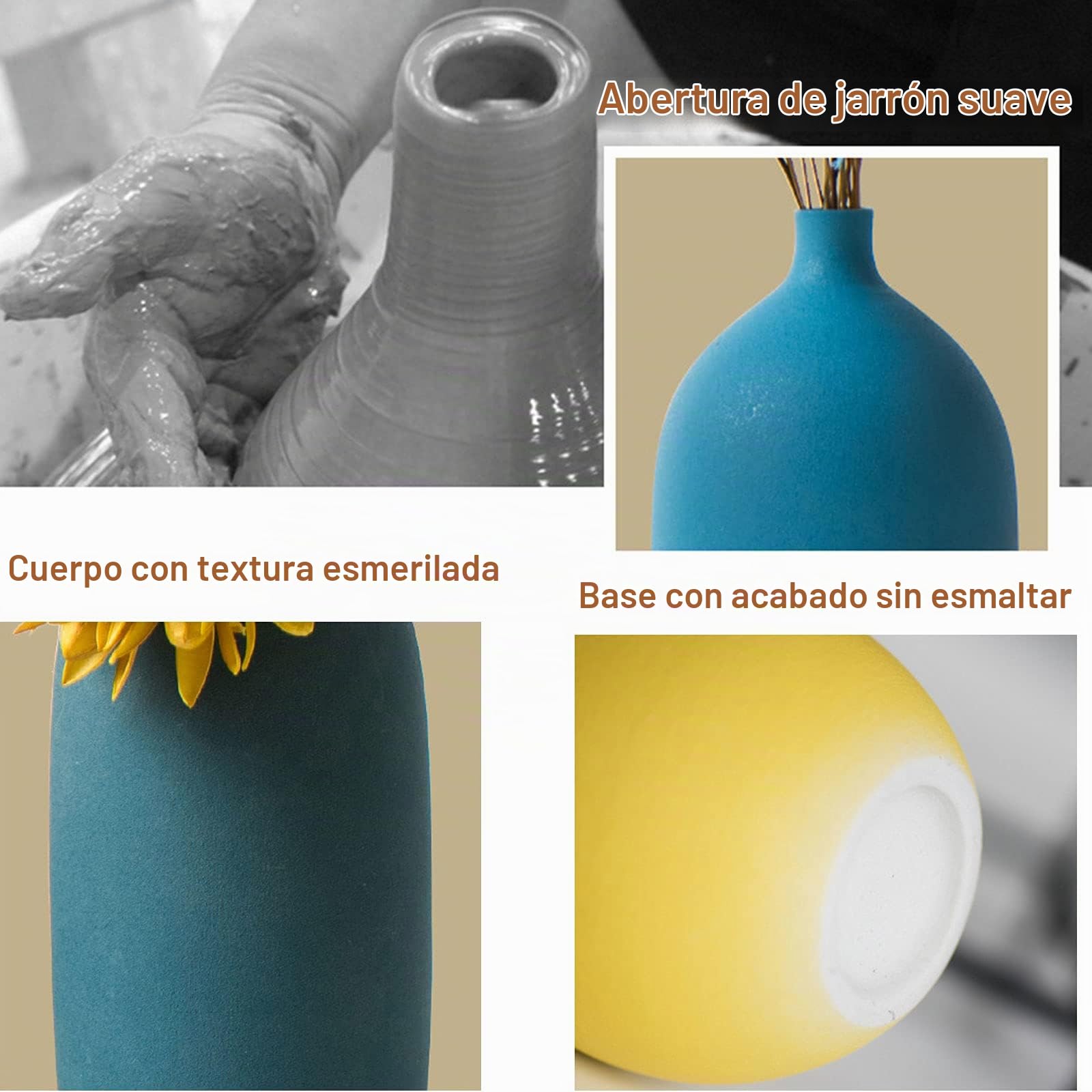 Sziqiqi Jarrones Pequeños de Cerámica para Flores, Juego de 4 Decorativos para Sala de Estar, Mini Hechos a Mano Mate para Decoración de Centro de Mesa Moderno