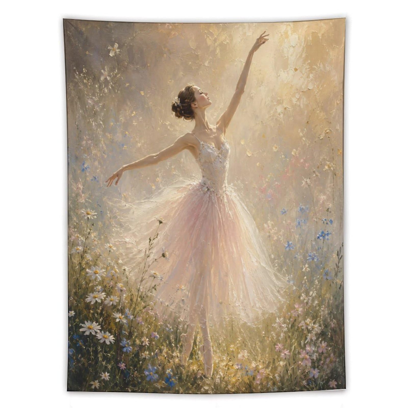 W7C8U2X3 Ballerina Sunlit Garden Wall Tapestry, Ceiling Hanging