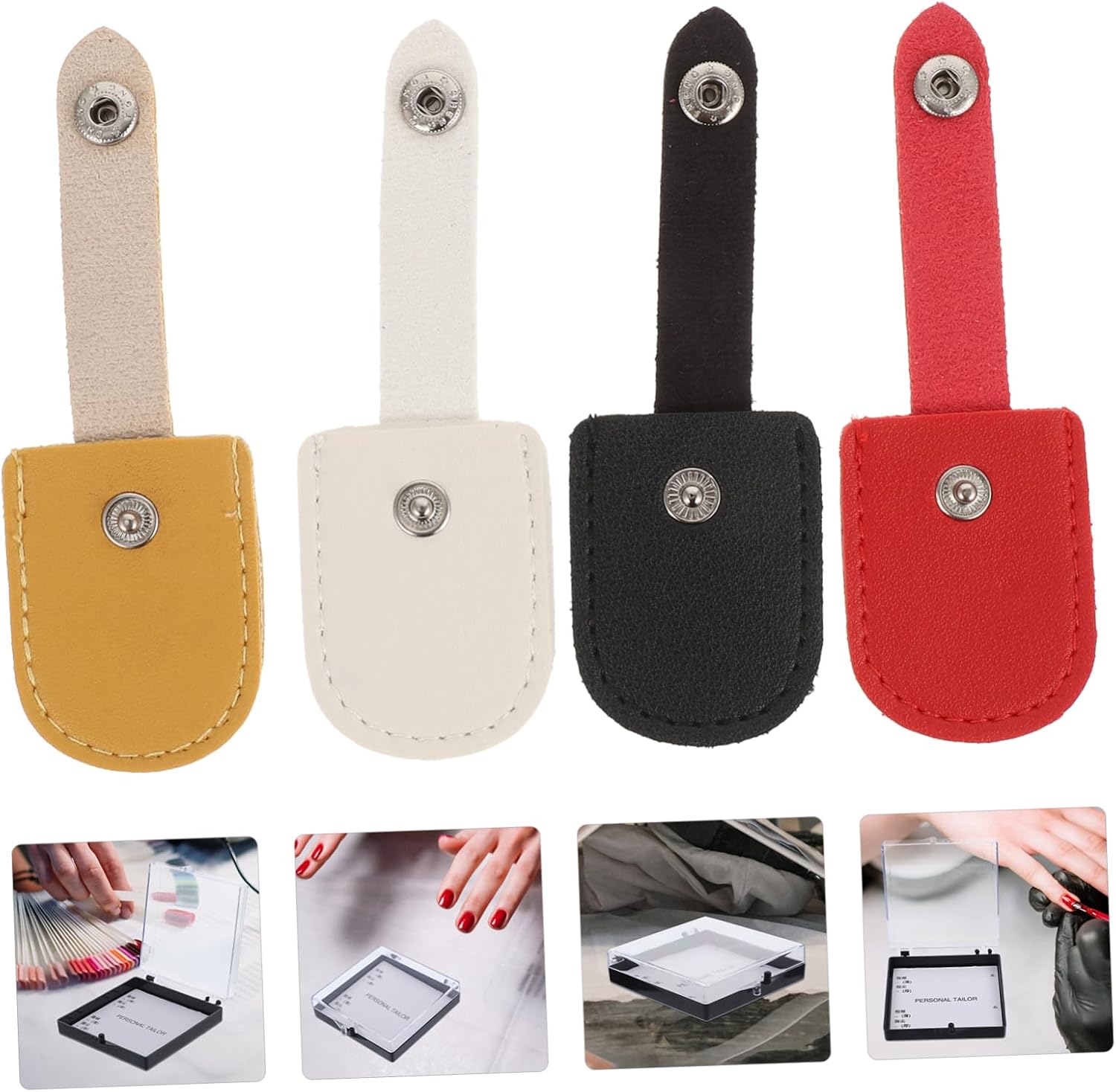 4pcs Nail Clipper and Cuticle Scissors Protector Sleeve Set PU Protective Cover for Manicure Tools for Nail Salon Supplies and Personal Use