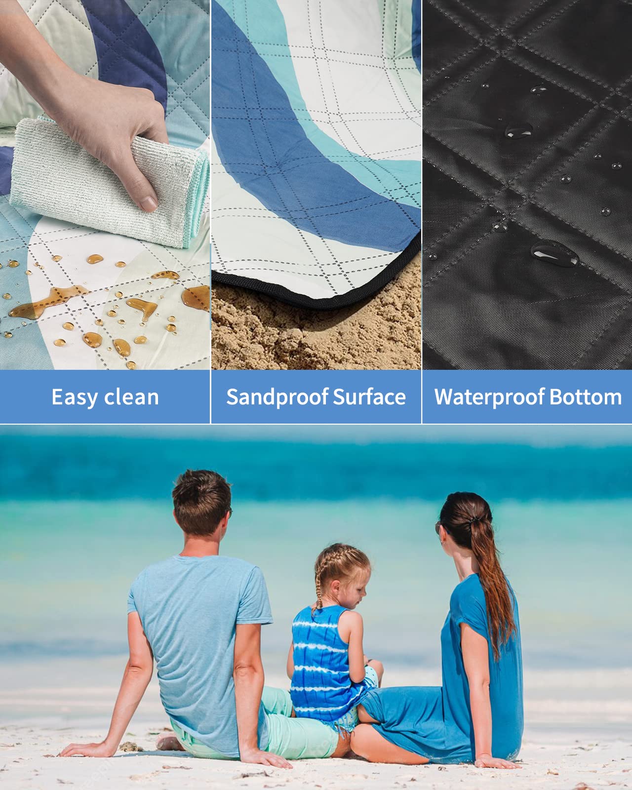 COVACURE Picknickdecke 200x200 cm XXL – Wasserdicht, Sandfrei & Waschbar – Isolierte Stranddecke für Outdoor, Camping, Park & Picknick – Faltbar & Leicht