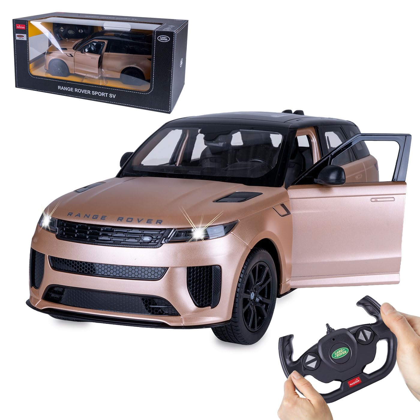 JAMARA 402244 Range Rover Sport SV 1:14 2,4 GHz – drzwi ręczne, zdalnie sterowany samochód RC, samochód zabawkowy dla dzieci z pilotem zdalnego sterowania, model samochodu, pomysł na prezent dla