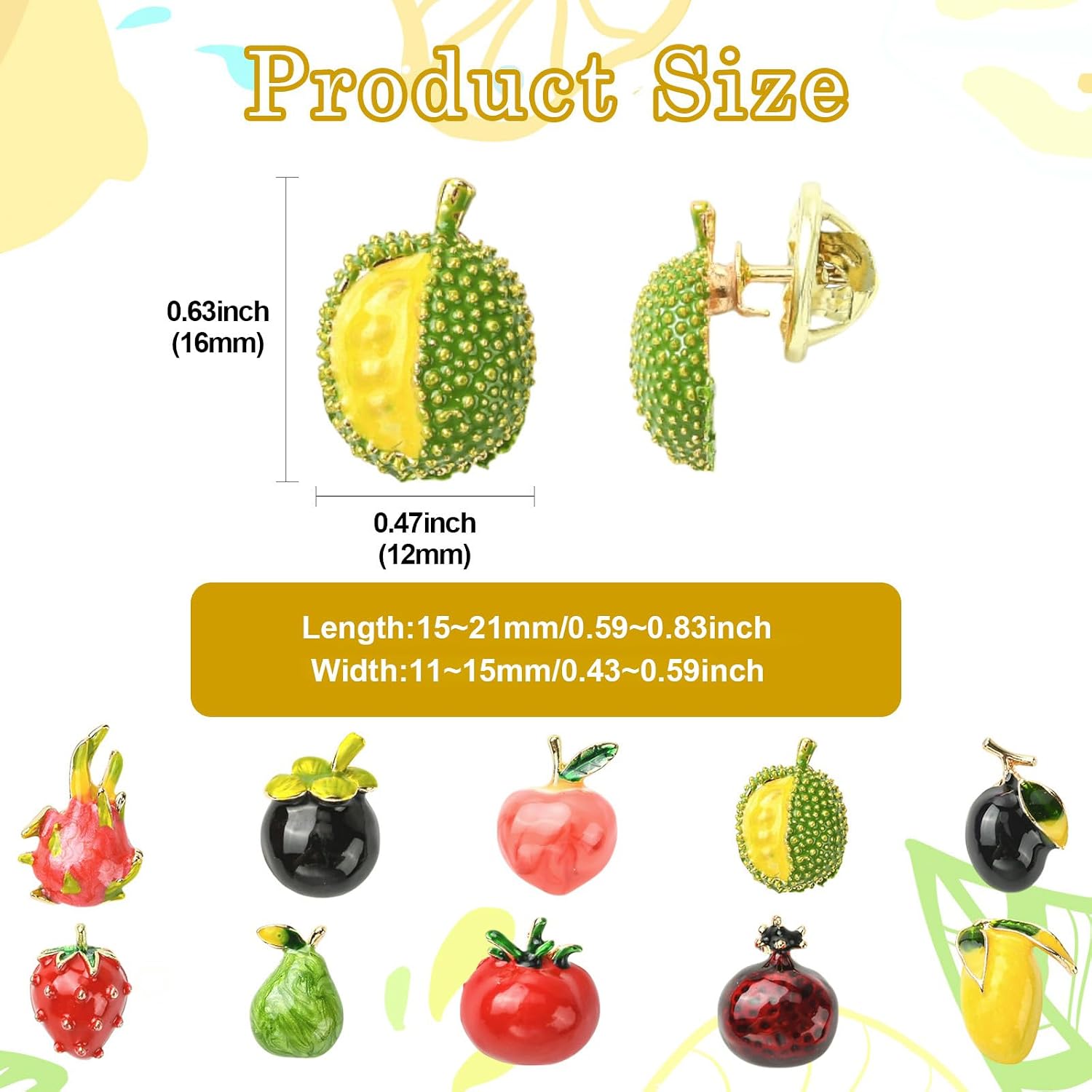 Airssory 10 Pcs 10 Styles Cute Fruit Theme Enamel Pins Lapel Pin Resin Food Brooch Peach Fruit Brooch Pin for Backpack Clothes Decor