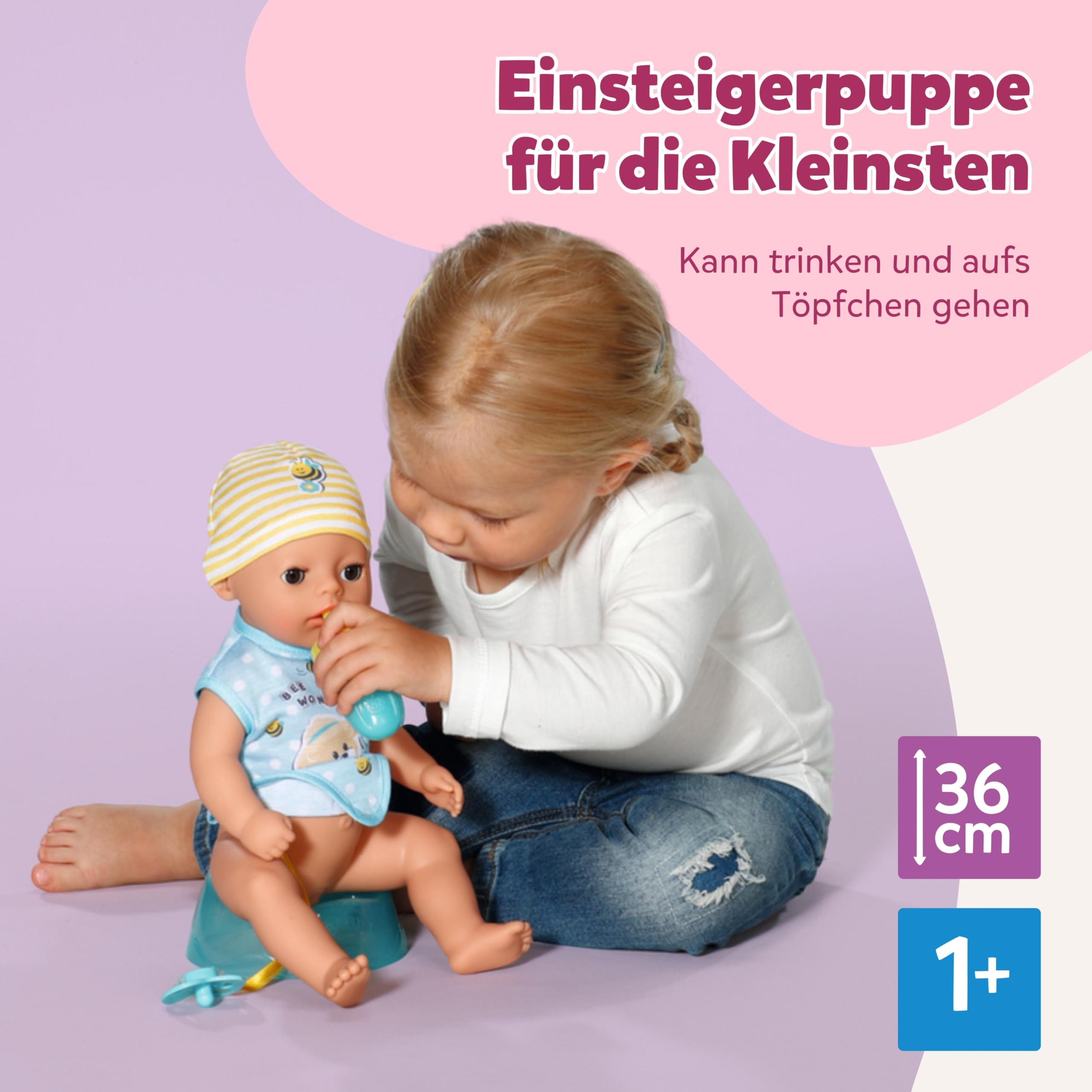 BABY Born Lukas (Little Baby Boy) - 36 cm große Babypuppe - 7 Funktionen inkl. Accessoires & Strampler - Funktioniert komplett ohne Batterien - Geeignet für Kleinkinder ab 1 Jahr