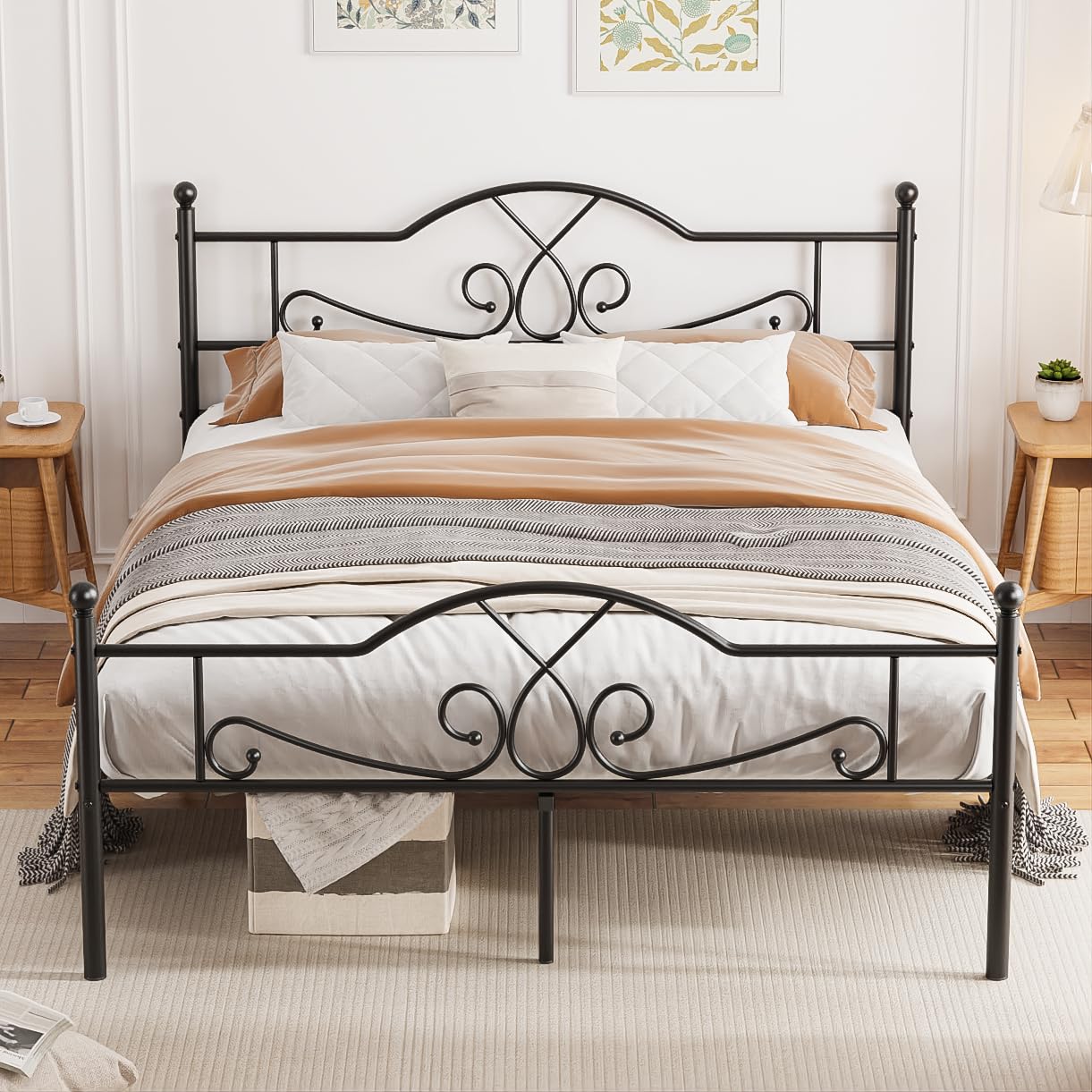 Photo 1 of **NON-REFUNDABLE** (READ FULL POST) Weehom Full Size Bed Frame, Modern Full Bed Frame with Headboard, No Box-Spring Needed Metal Bed Frame Full, Full Size Platform Bed Frame with 11.23 Inches Underbed Storage Space - Black Full Black