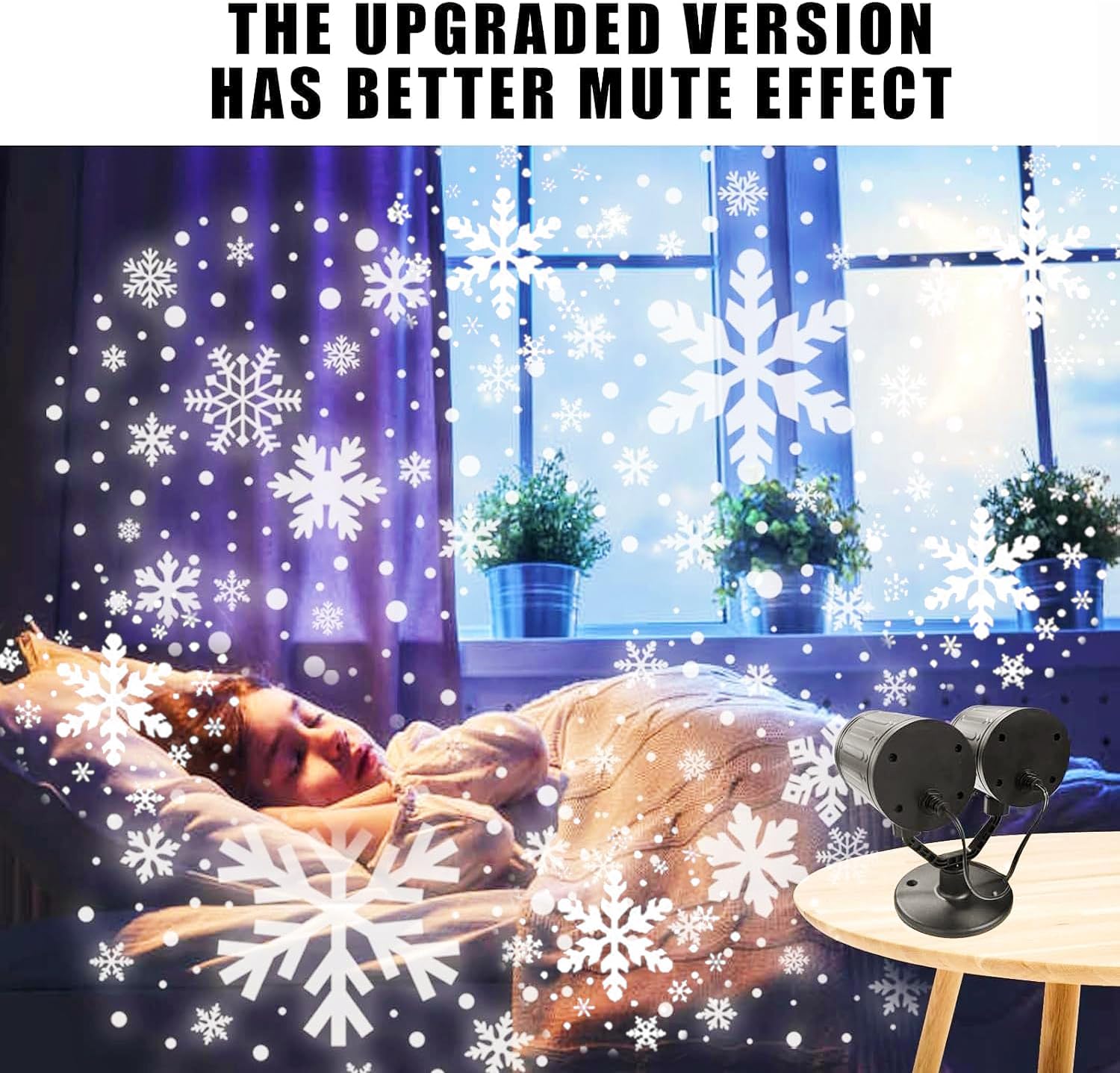 Christmas Snowflake Projector Lights Outdoor - Double Head Dynamic Snowflake Projector Lights with Waterproof Holiday Decorative Lighting for Indoor Outdoor, Xmas, Party, Yard Wall Decor