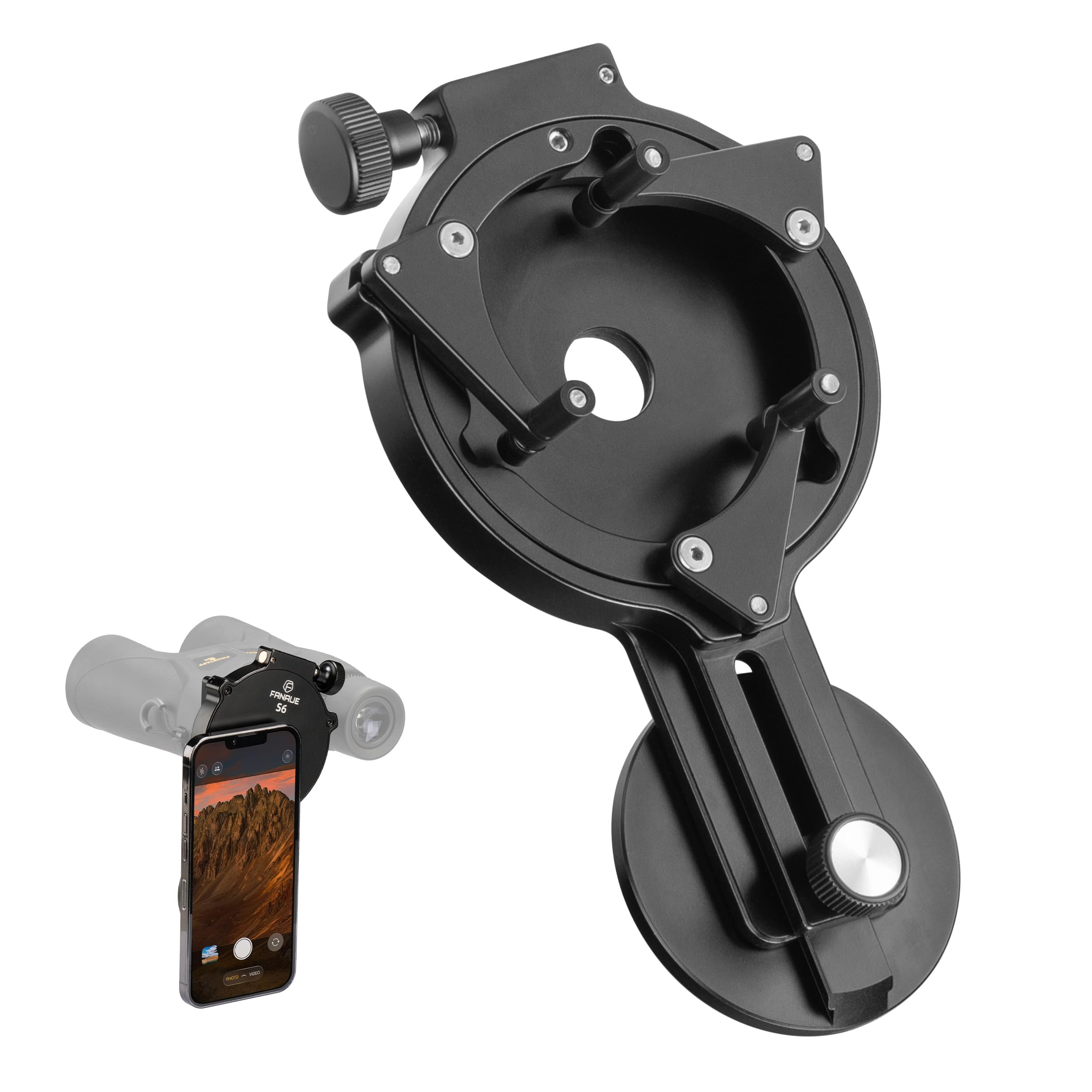 FANAUE Adaptador de teléfono telescópico, soporte de teléfono inteligente para prismáticos, microscopio monocular, soporte magnético para teléfono celular para fotografía de cámara