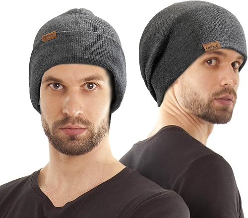 Miniatura 2 de Gorro de invierno para hombre, gorro de punto térmico con puños, regalos cálidos para mujer