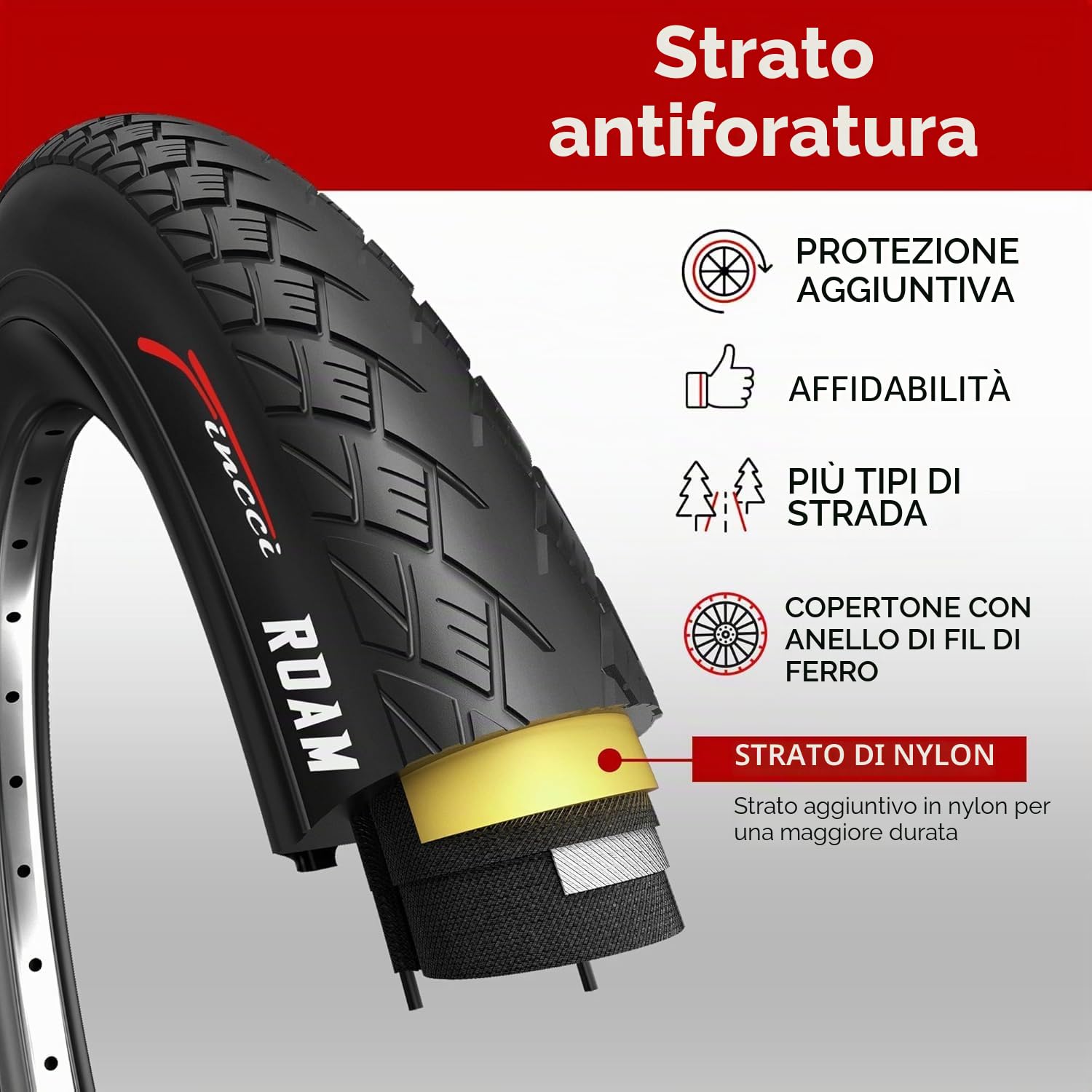 Fincci Copertone Bici 700x35c 37-622 Pieghevole con Protezione Lv3 30TPI | Copertone 37-622 con Protezione Anti-Foratura in Nylon Lv3 e Pressione 50-80 PSI per Pneumatici Bici 28 700 x 35c - Set da 2