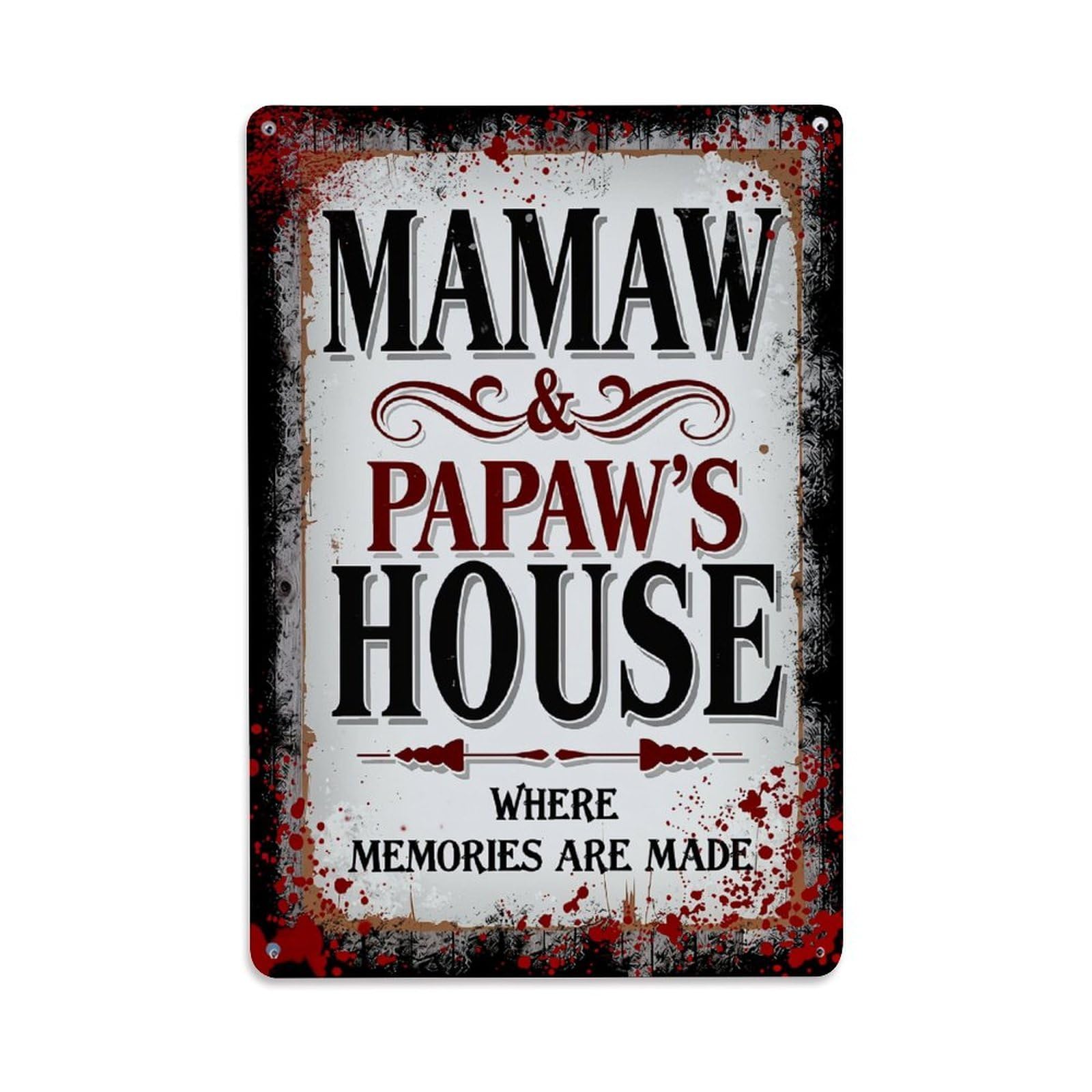 Jdfenggu Vintage Mamaw And Papaws House Where Memories Are Made Retro Metal Tin Sign, Decor Art Poster For Bar, Home, Man Cave, Kitchen, Laundry Room Gift 8X12inch