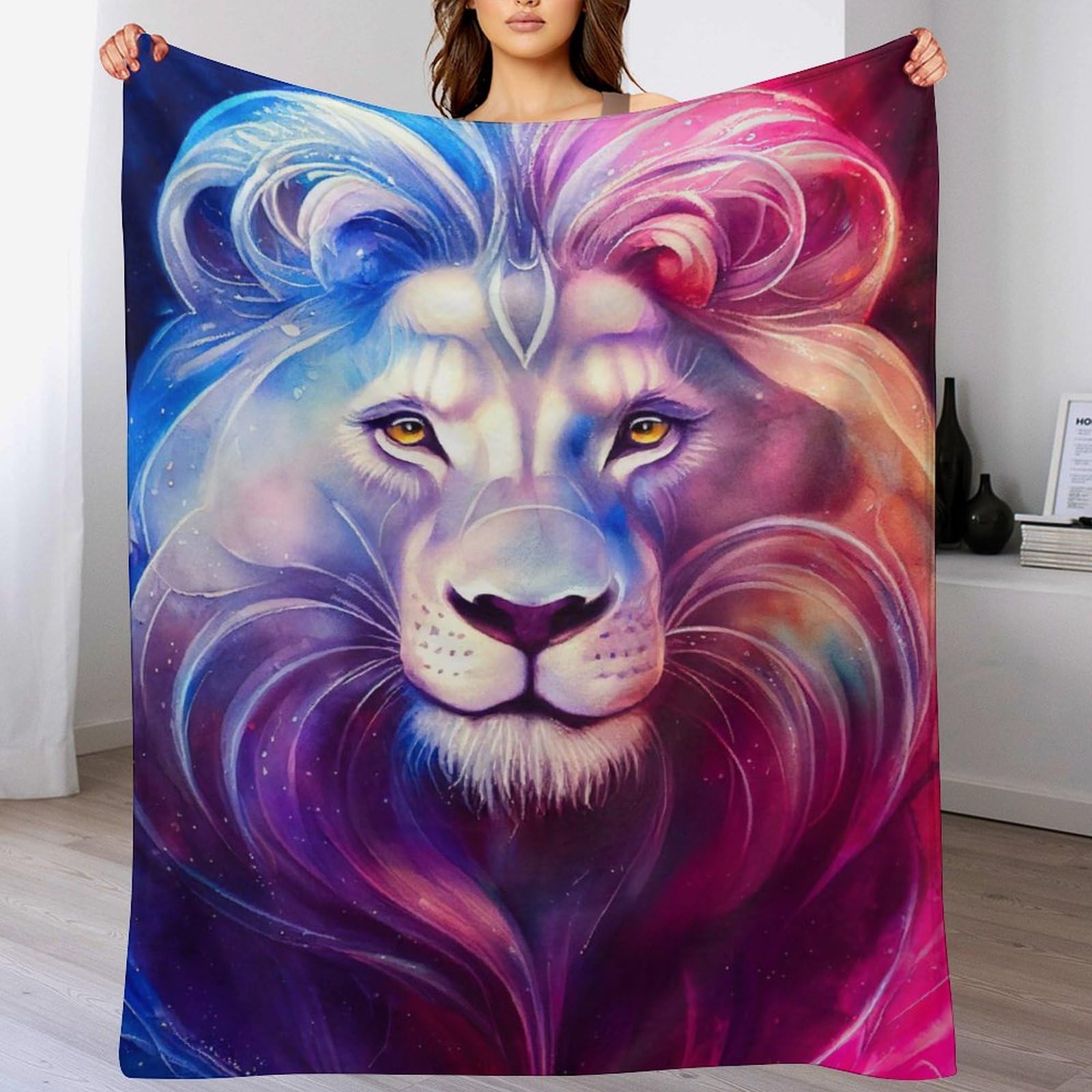 Couverture lion douce pour canape et lit plaid chaud et confortable de voyage