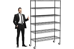 6-Tier Industrial Metal Rack with Wheels