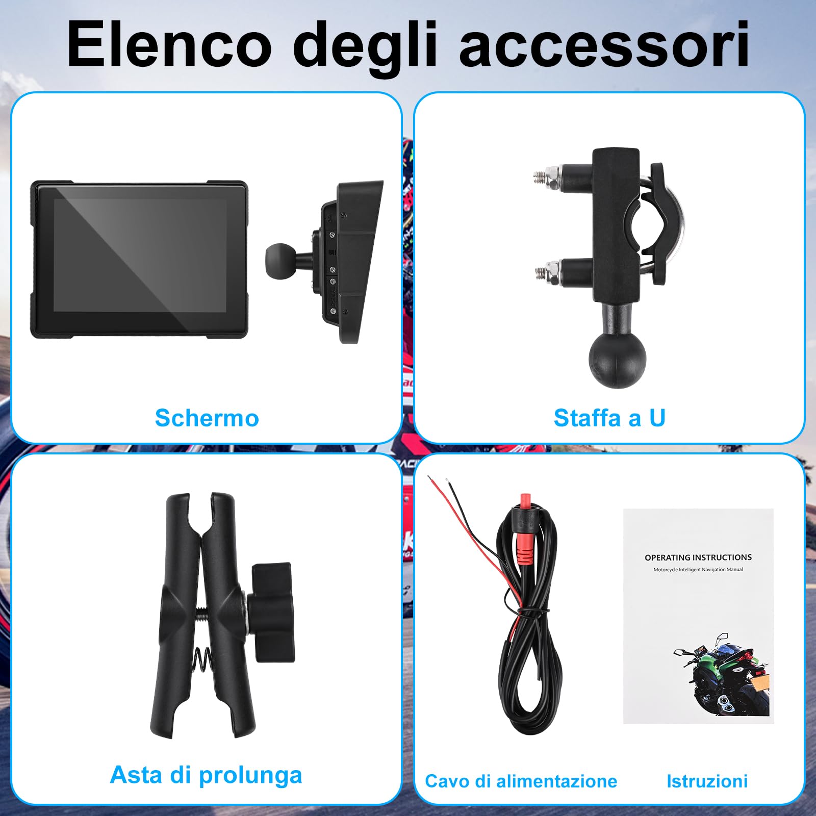 Navigatore Auto Portatile CarPlay Android Auto per Moto 5 Pollici Impermeabile Touchscreen