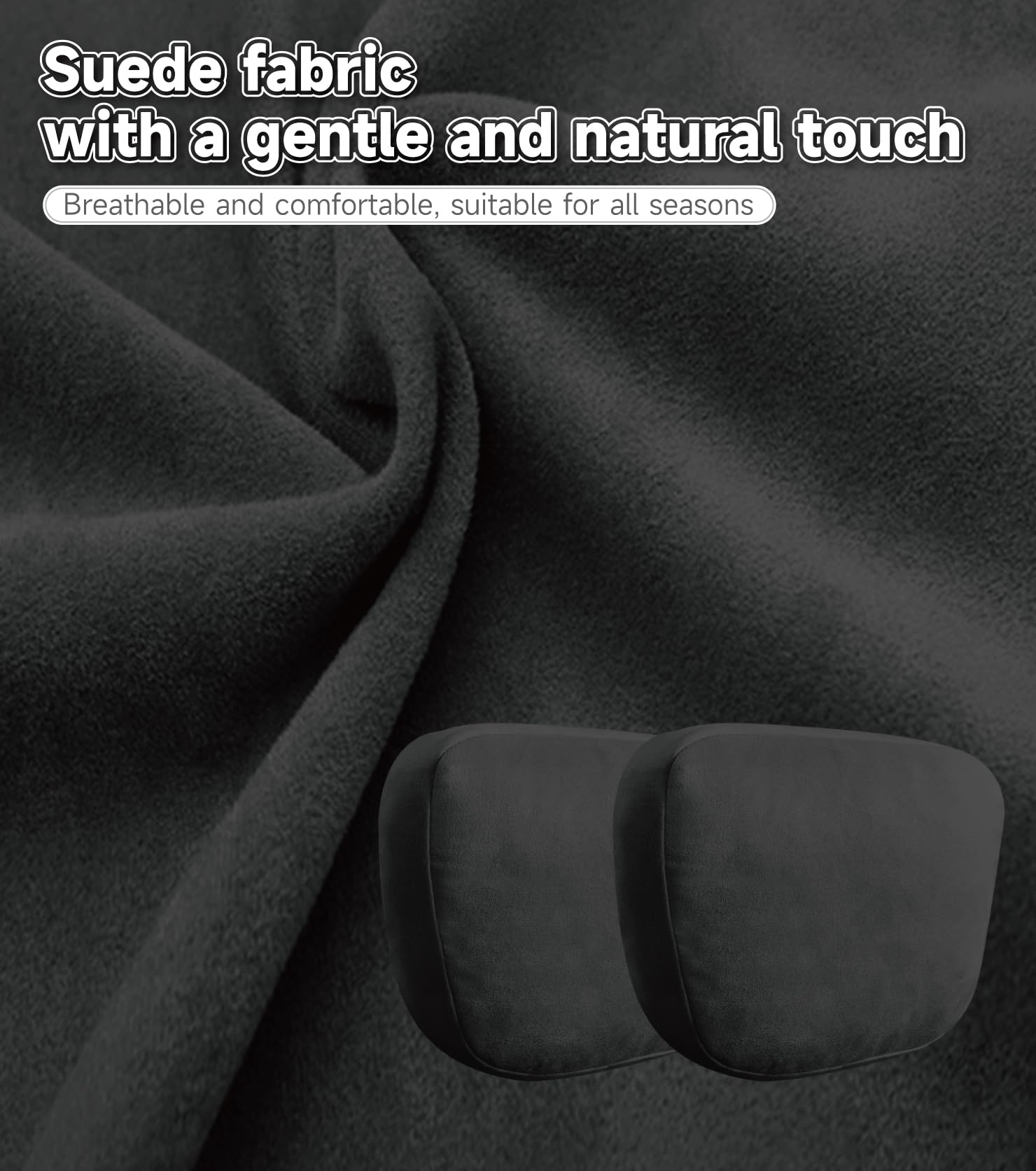 2Pcs Car Neck Pillow, Super Soft Du-Pont Bio cotton Neck Pillow for Driving, Suede Fabric Car Headrest Pillow, Make Your Driving More Comfortable, Suitable for Driving, Traveling (Interstellar Black) 2