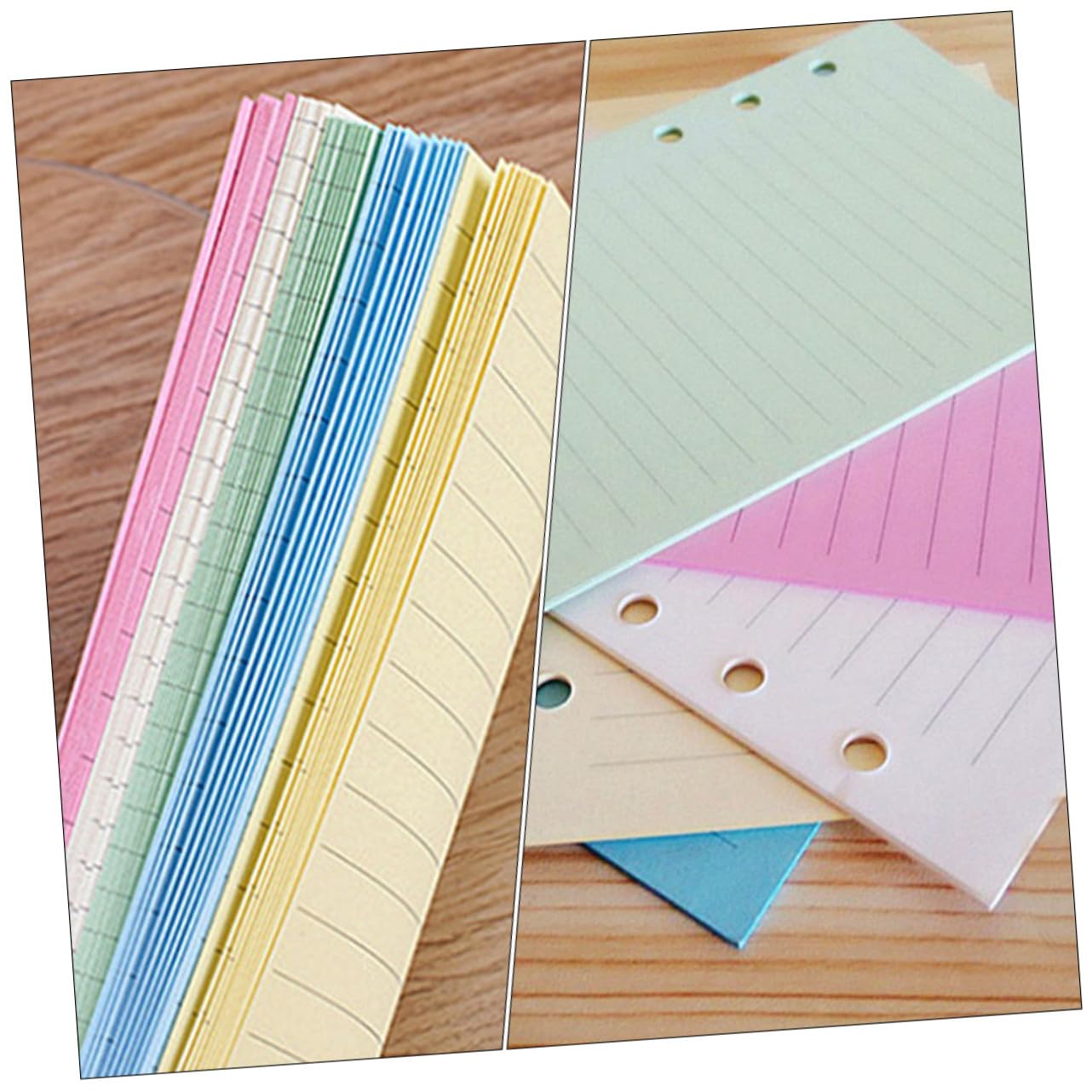 300 Stk. Nachfüllpapier Ringbuch Einlagen Notizpapier Kariert Farbig Bürobedarf Schreibwaren