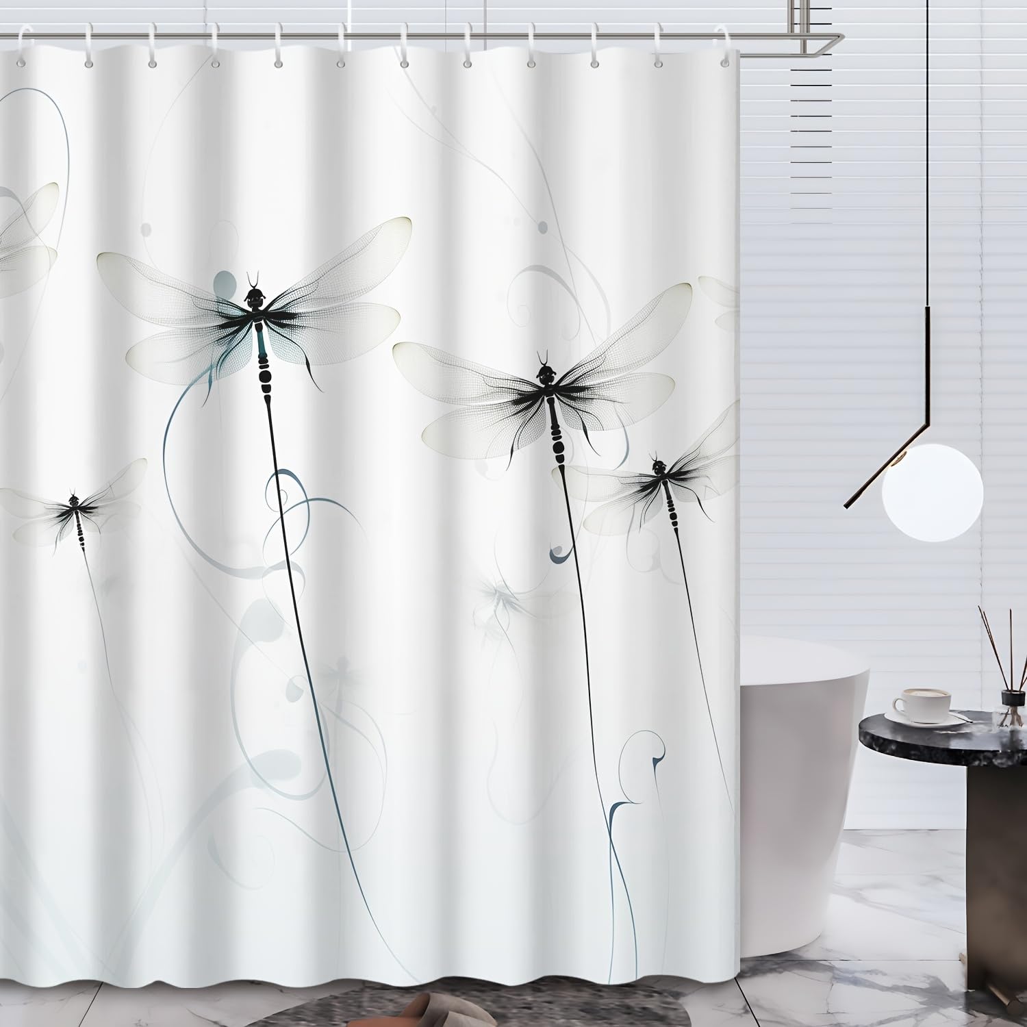 Rideau de douche libellule créatif pour une décoration de salle de bain zen