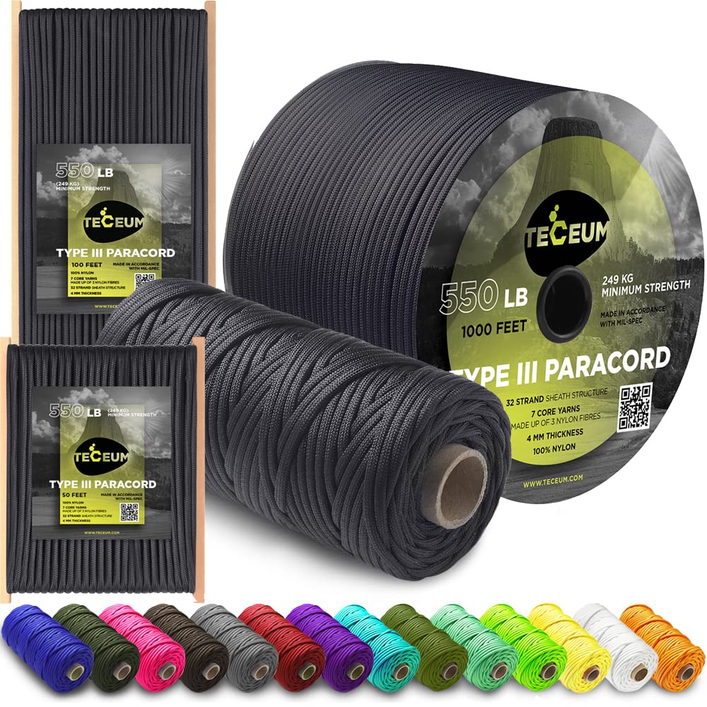 TECEUM Paracord – Pink 550 Type III – 100 ft -12 TECEUM Paracord – Pink 550 Type III – 100 ft -12