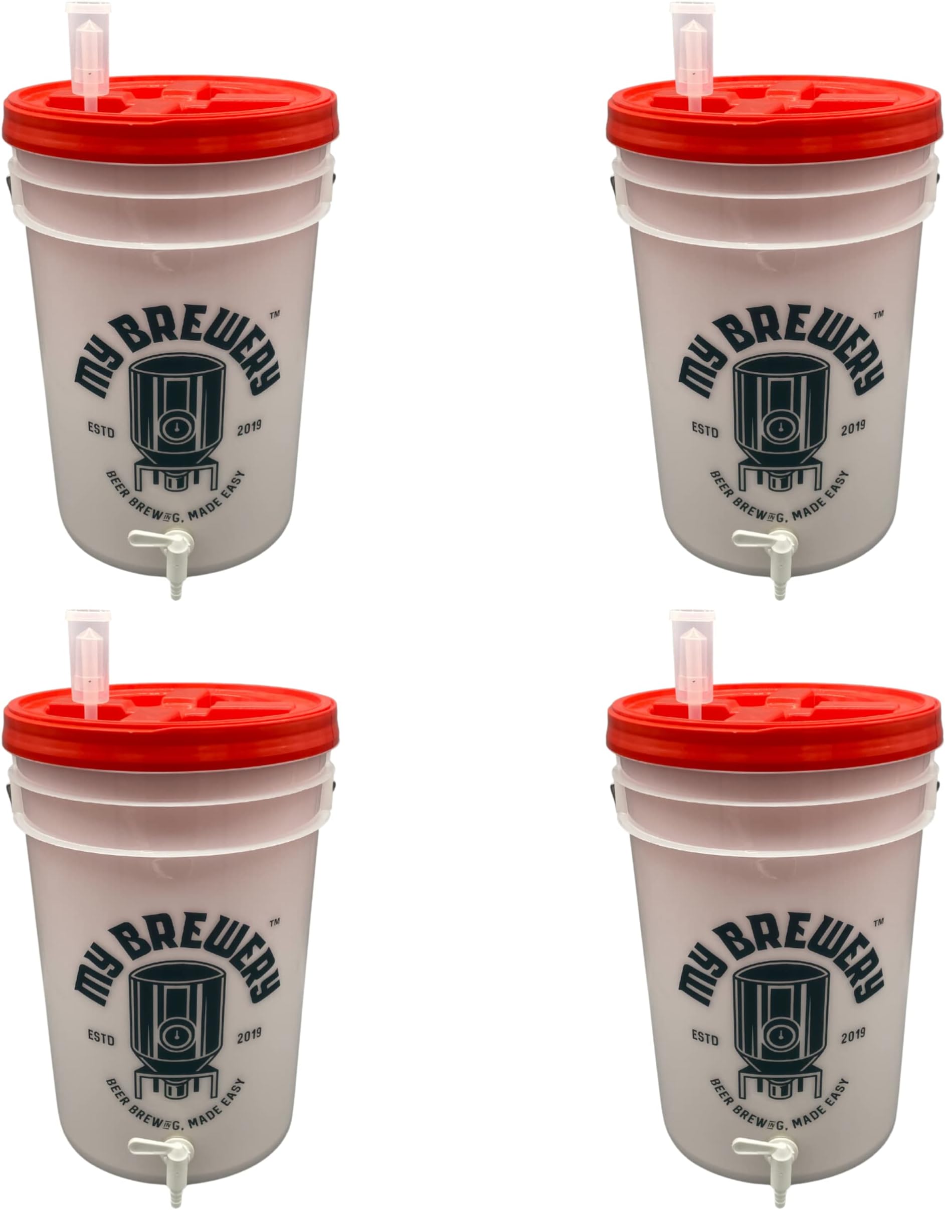 Set of 4 nos Fermentation Bucket 6.5 Gallon (25 Litres) for Craft Beer Fermentation, Wine making, Kimchi fermentation, Cold Brew Coffee etc brew bucket, pail fermenter