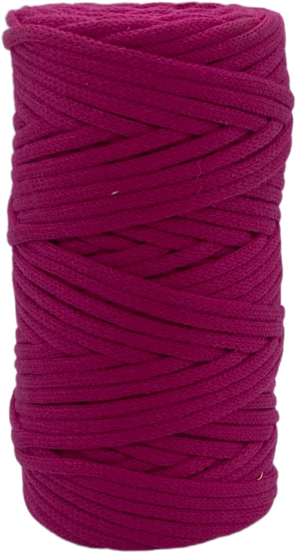 BOBBINY | Knitted Braided Crochet Macrame Acrylic Nylon Cord Thread for Macrame DIY, Garments, Crafting, and Other Projects, Rani Pink, 3mm,50 Meter (Pack of 2)