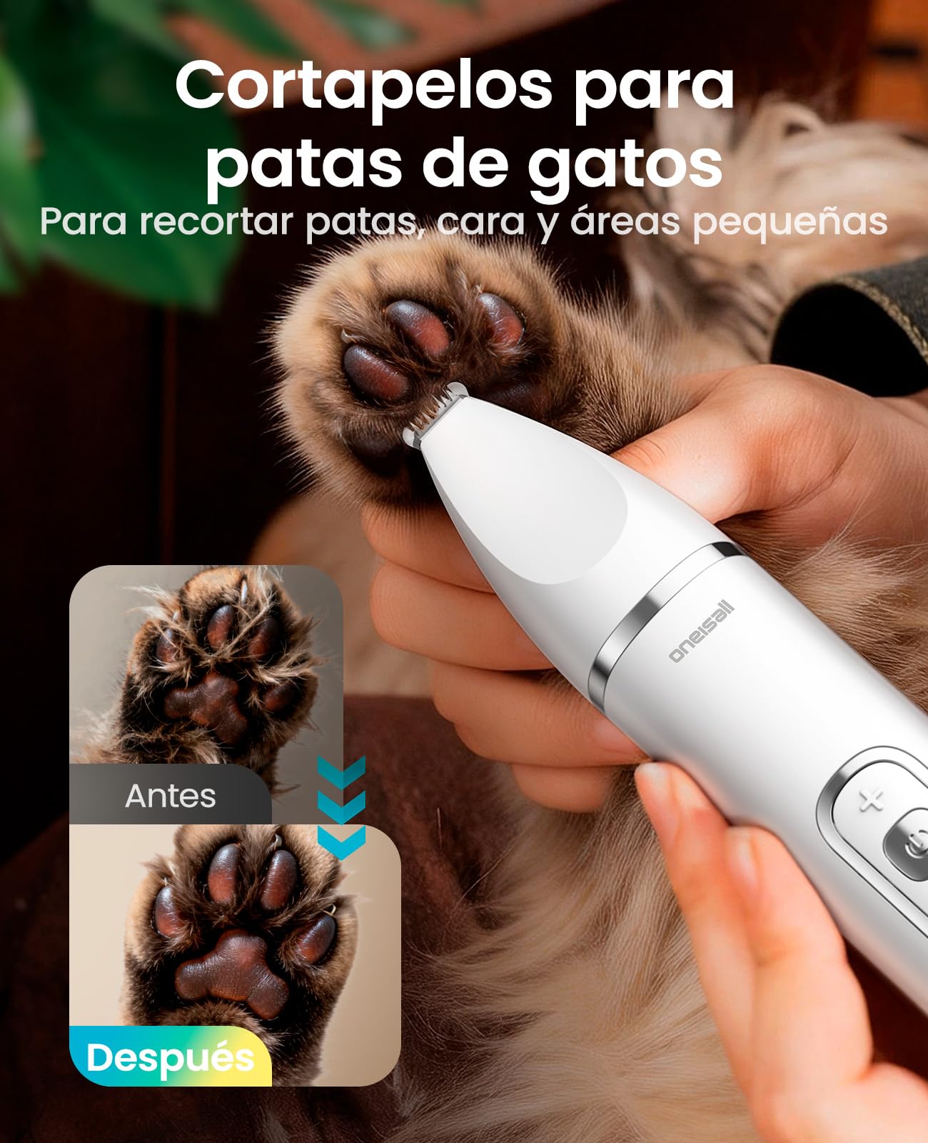 Oneisall Cortapelos 3 en 1 para Mascotas, Maquina Cortar Pelo Perros, Maquinilla Silenciosa con Pantalla LCD, Ideal para Cortar Pelaje Enredado, Sarro Anal, Patas y Ruedas de Gatos y Perros