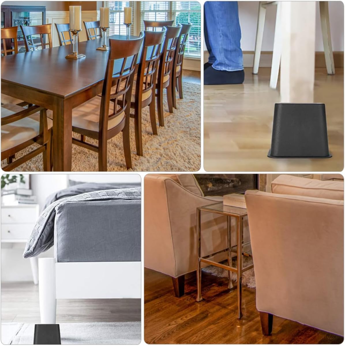 8pcs Sofa Foot Pads Furniture Riser Under Couch Pads Non-Slip Risers for Bed Couch Table Dresser Bench