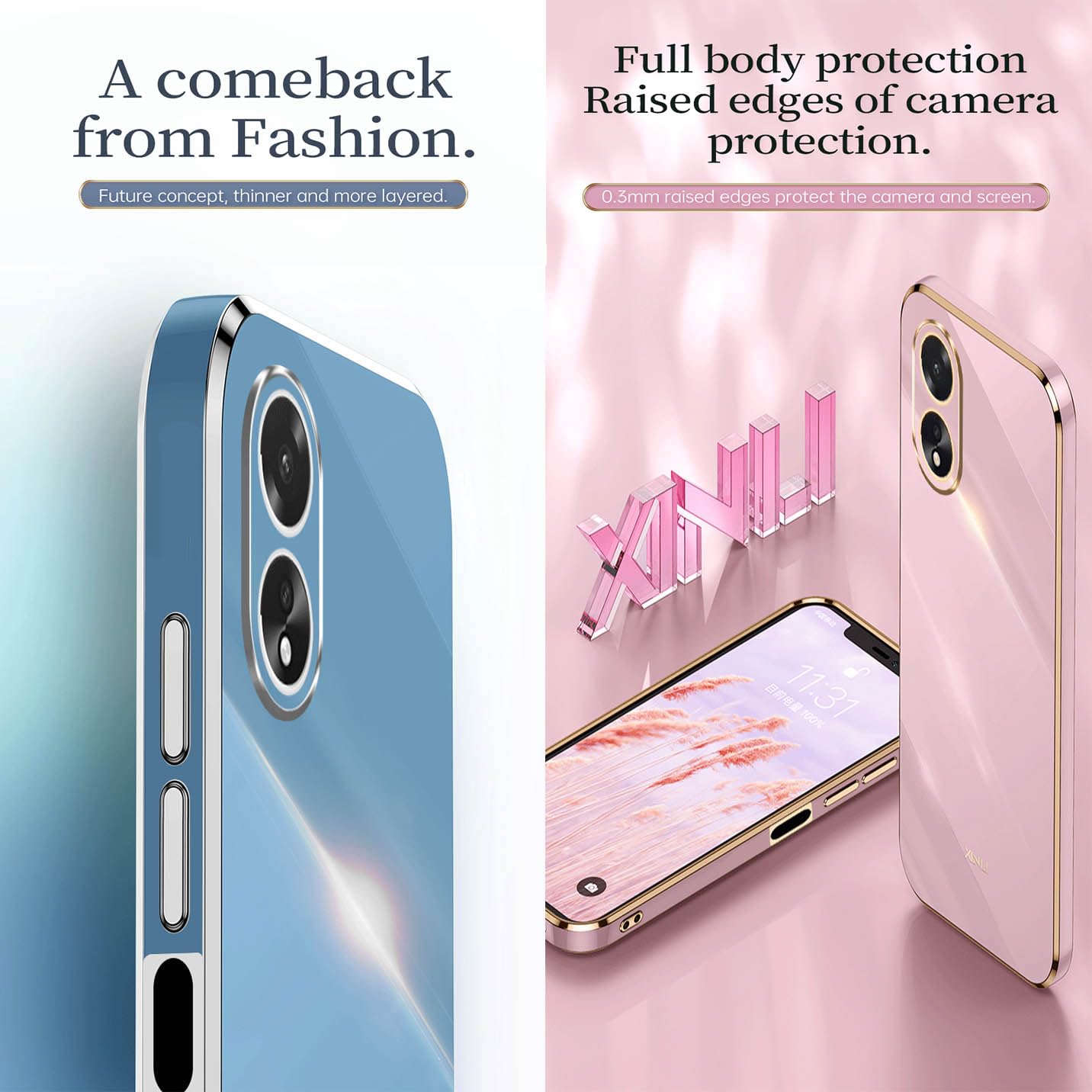 BORYA Silicone Coque Pour Oppo A38 4G/Oppo A18 4G, Antichoc