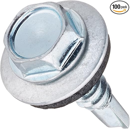The Hillman Group 561025 10-16-Inch x 3/4-Inch Washer Head Neoprene Washer Self Drilling Screw, 100-Pack