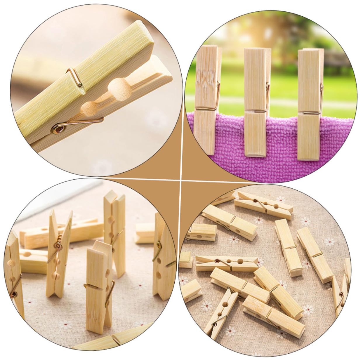 Mollettine in Legno Beige 100 Pezzi, Clip per Bucato | Fissaggio Saldo, Profilo Liscio, Facili da Riporre e Trasportare, Formato Compatto per Uso Quotidiano