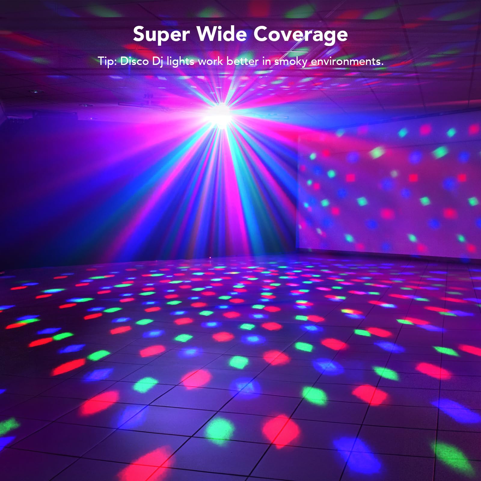 KeoBin Discolicht Partylicht Musikgesteuert, DJ Disco Licht mit DMX 512, Stroboskop, Fernbedienung, Partylicht Mit Discokugel Lichteffekte für Familie Fest Geburtstag Hochzeit Halloween Weihnachten