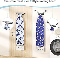 Vista 3 de Soporte para tabla de planchar para montaje en pared, colgador de tabla de planchar con ganchos extraíbles, gancho para tablas de planchar de acero