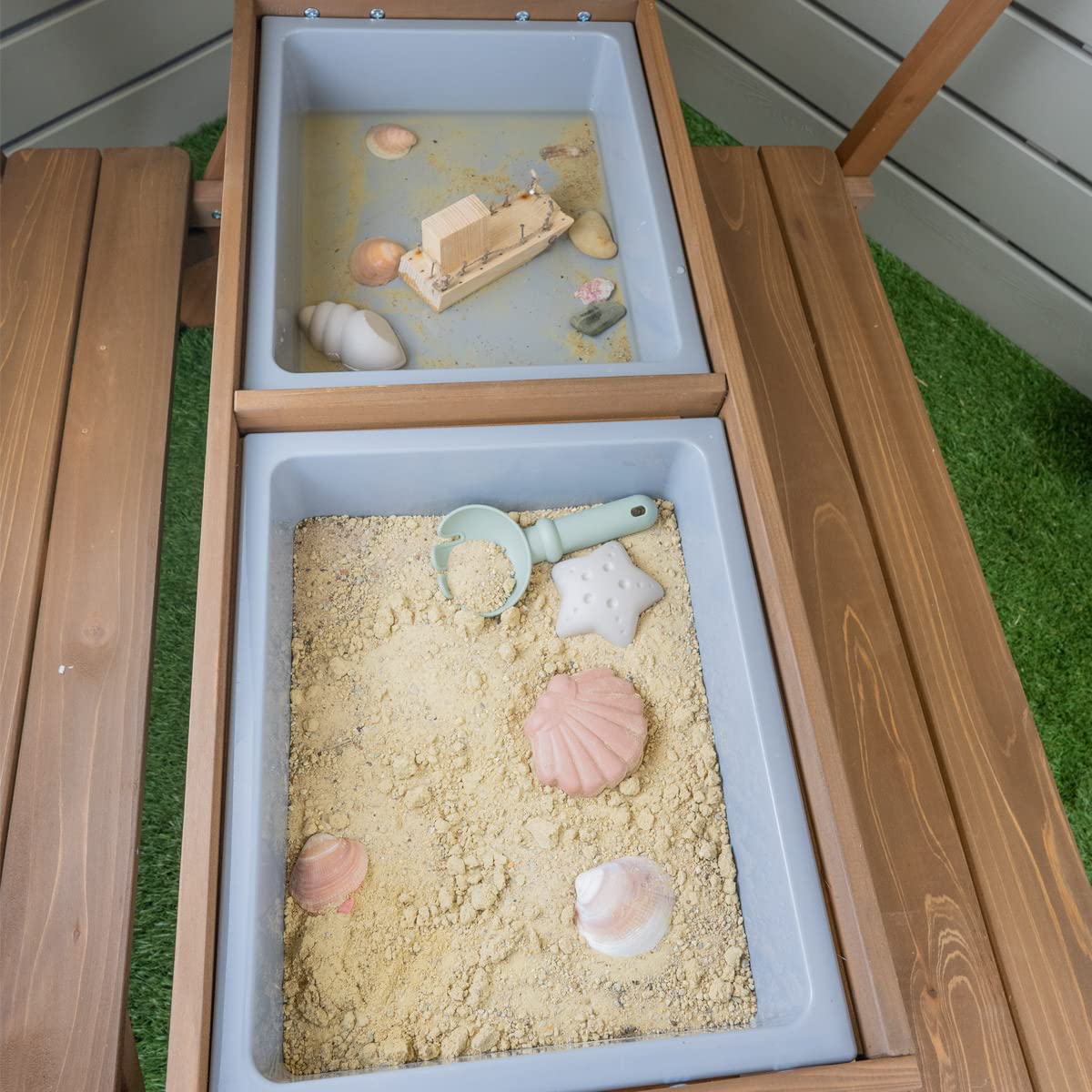 Meppi Pellworm Salon de jardin pour enfant en bois avec toit Marron