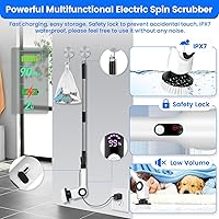 Vista 8 de Electric Spin Scrubber, Cordless Shower Scrubber with 7 Scrub Brushes, 3 Speeds, Adjustable Extension Handle, IPX7 Waterproof Power Scrubber for