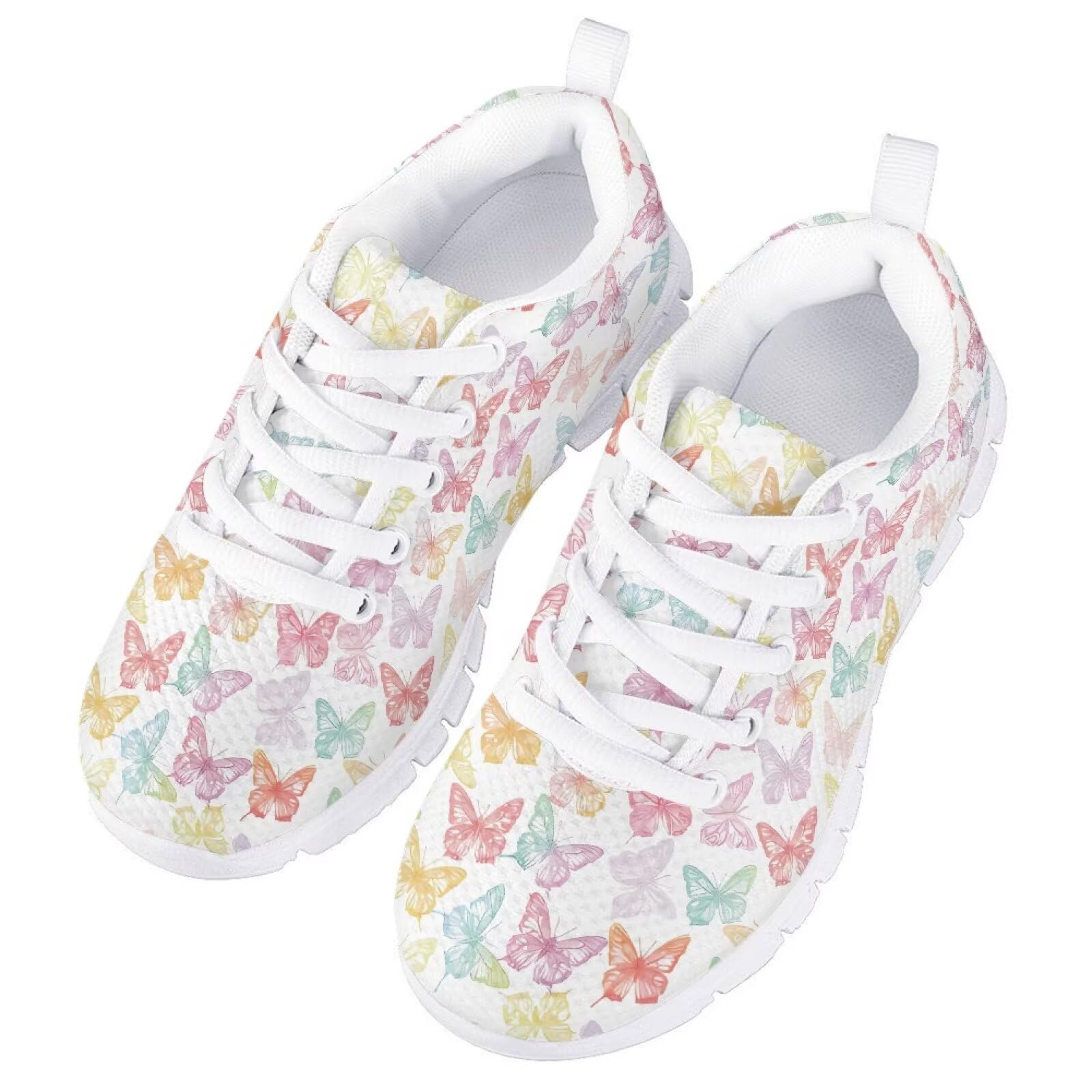 ORGYPET Colorful Butterfly Girls Athletic Shoes Size 13 Soft Breathable Mesh Running Shoes Lightweight Casual Cozy Summer Sneakers for Outdoor Tennis