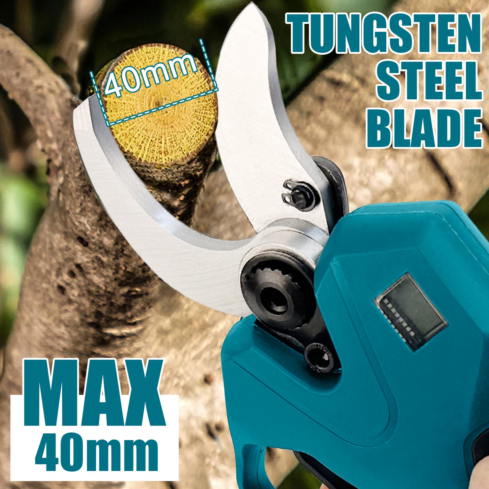 Tijeras de podar eléctricas, con barra de extensión de 2,2 m, apertura máxima de 65 mm, diámetro de corte de 40 mm, tijeras telescópicas 2 en 1, compatible con Makita 18 V, para cortar árboles (sin
