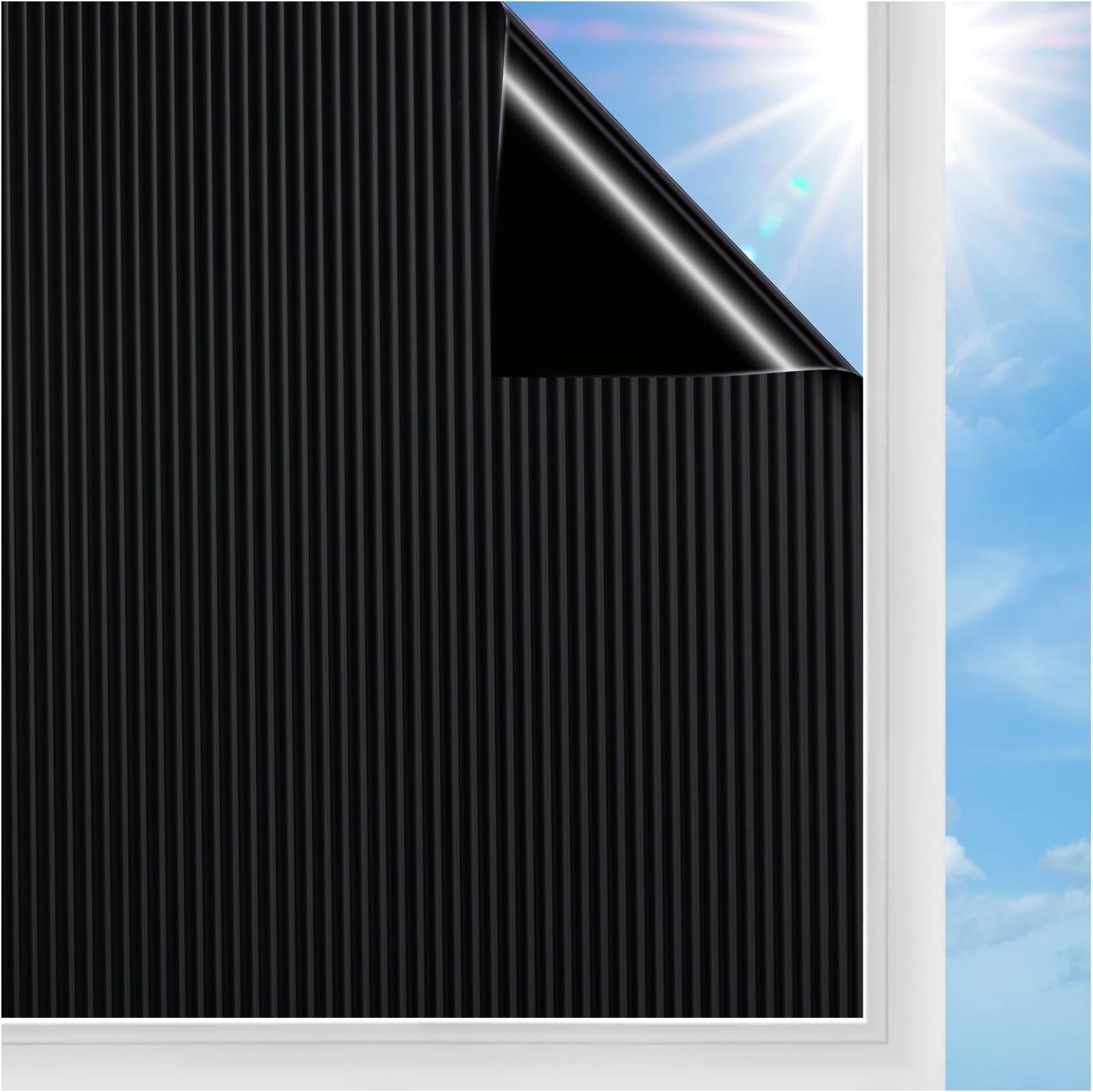 Windimiley Privacy Film Reeded Glass Clings Frosted Fluted Stickers for Windows - Static Cling Heat UV Blocking Tint Decorative Coverings for Bathroom, 35.4x78.7 in
