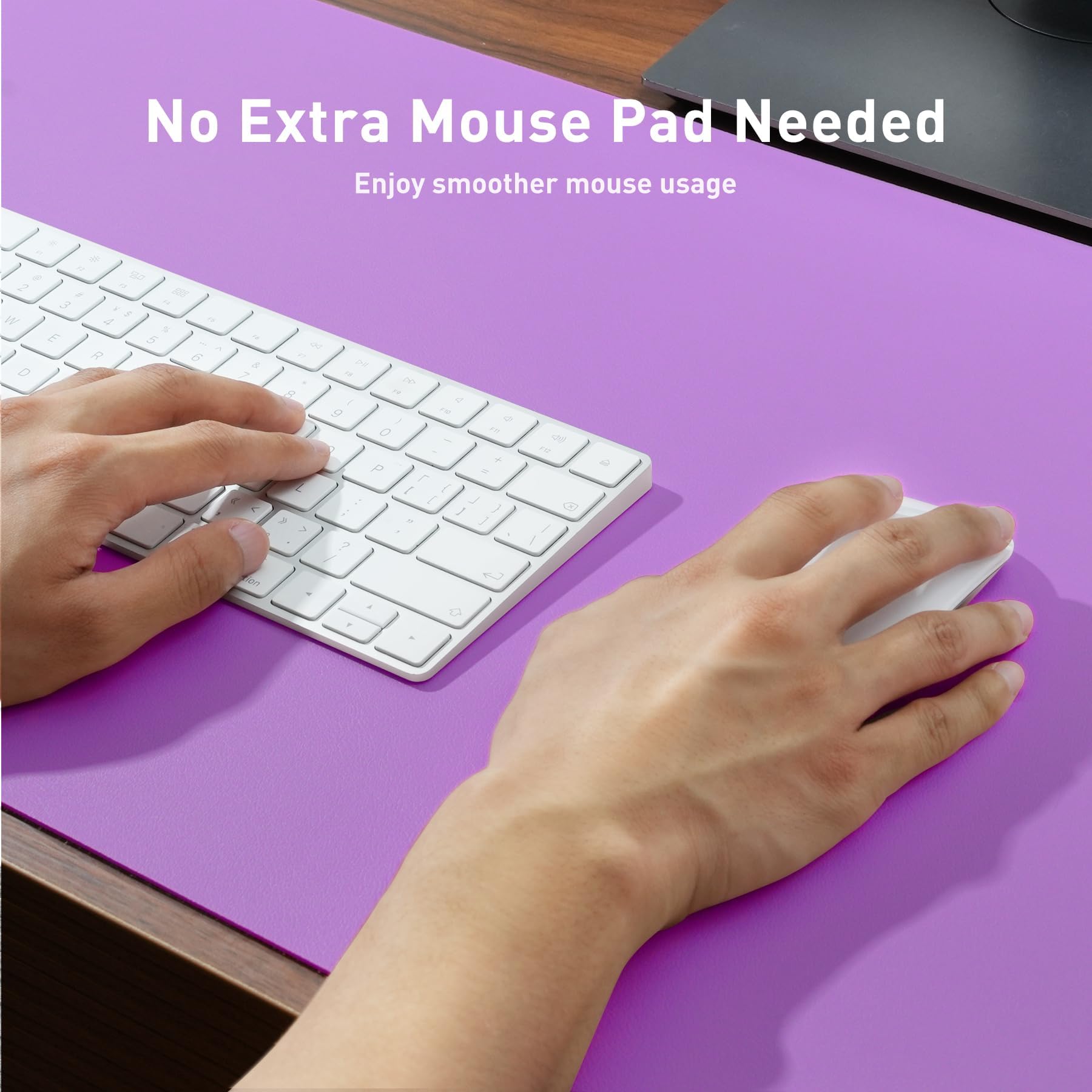 Aothia Leather Desk Pad Protector, Mouse Pad, Office Desk Mat, Non-Slip PU Leather Desk Blotter, Laptop Desk Pad, Waterproof Desk Writing Pad for Office and Home (31.5" x 15.7", Iris Violet)