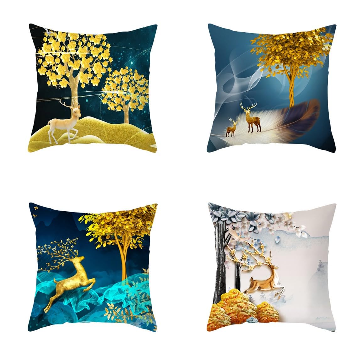 Chenlane Silk Blank Pillow Covers To Decorate Cushion And Washable Nordic Psychedelic Style, Spring Outdoor Rocking Chair Exquisite Prints 50x50 cm, 4Pcs