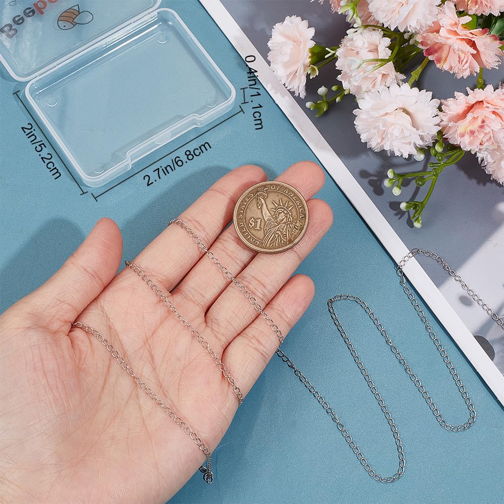 Beebeecraft 1 scatola di Catene Barbazzale Da 1 m, Catena Piatta In Argento Sterling, Sfusa per La Creazione di Gioielli
