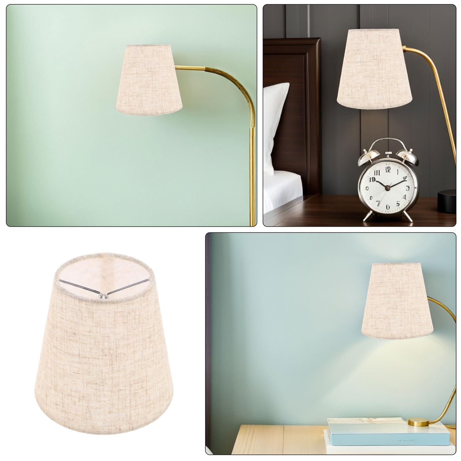 TOPBATHY Set da 6 Paralumi in Lino Naturale Clip Mini Paralumi a Barile per Lampadari E14 E27 di Ricambio per Lampade da Parete e da Tavolo Piccoli per Ambienti Interni Decorativi