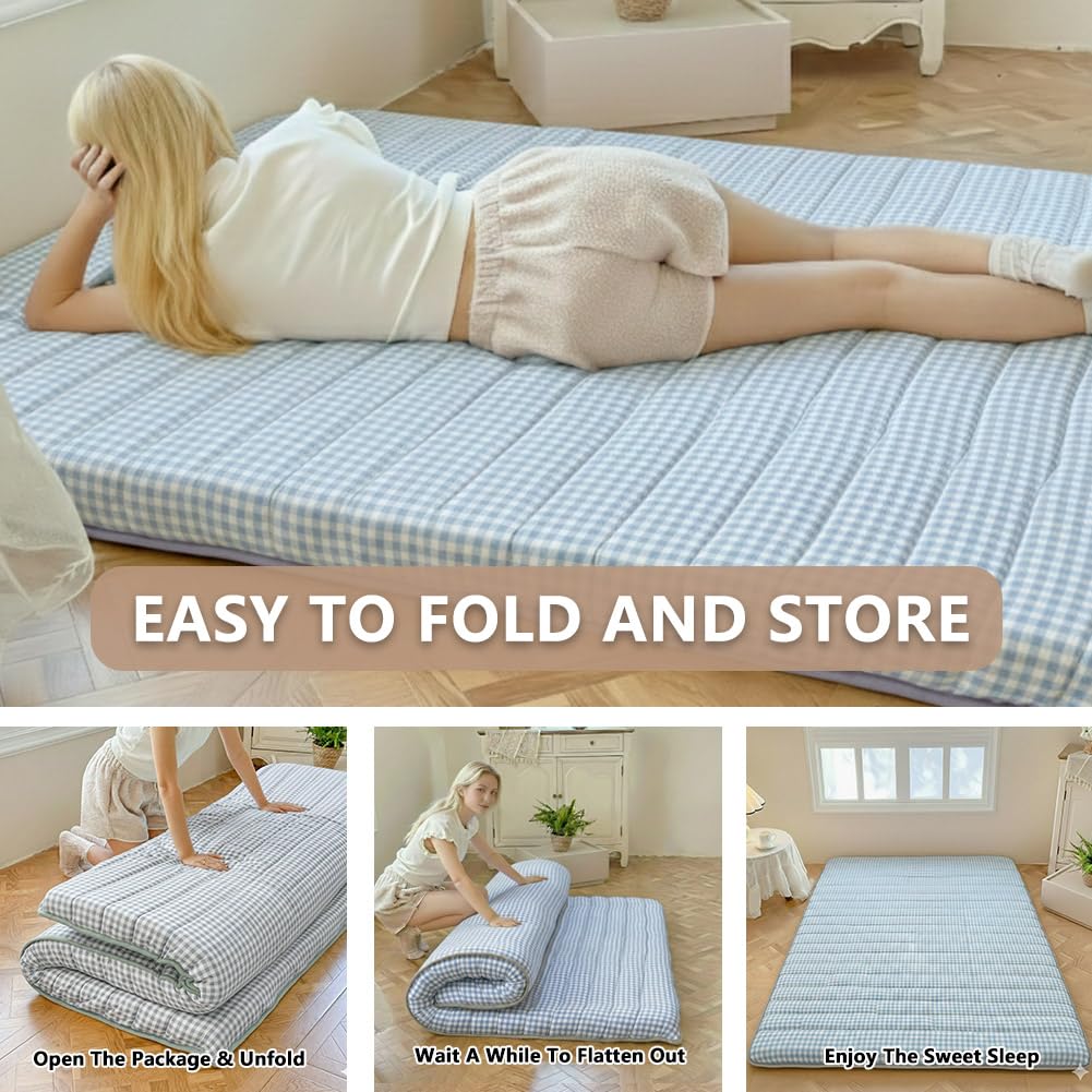 Amazon.com: NSNLGSGC Blue Gingham Plaid Japanese Floor Mattress