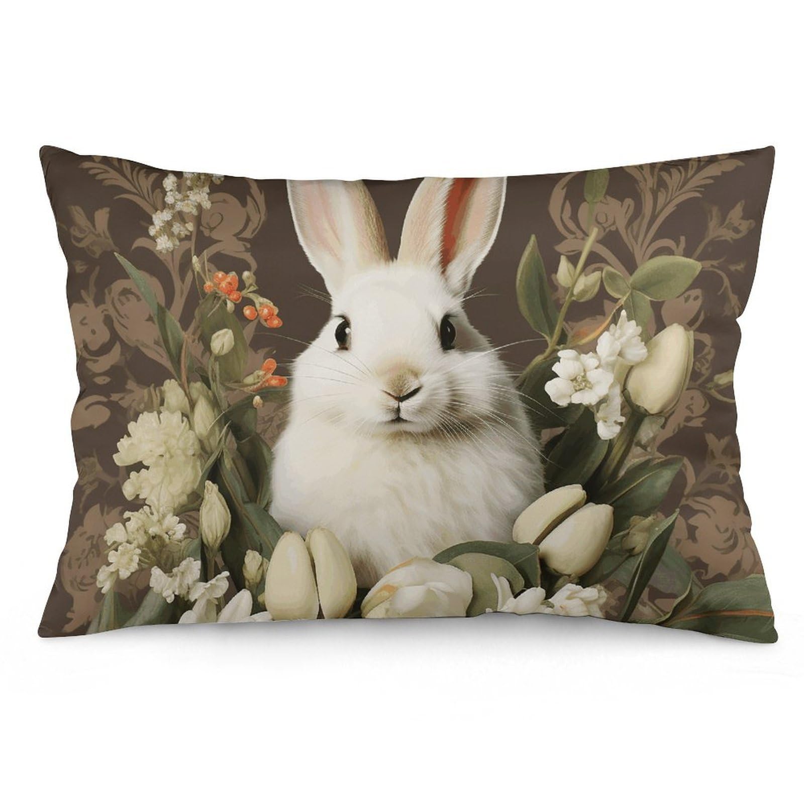 NTVOWPZO 2 Pack Decoration Throw Pillow Covers 16 "x24 Pillowcases Covers A Beautiful White Rabbit Pillowcases Modern Farmhouse Home Decor Sofa Cushions Covers for Couch Bed Living Room