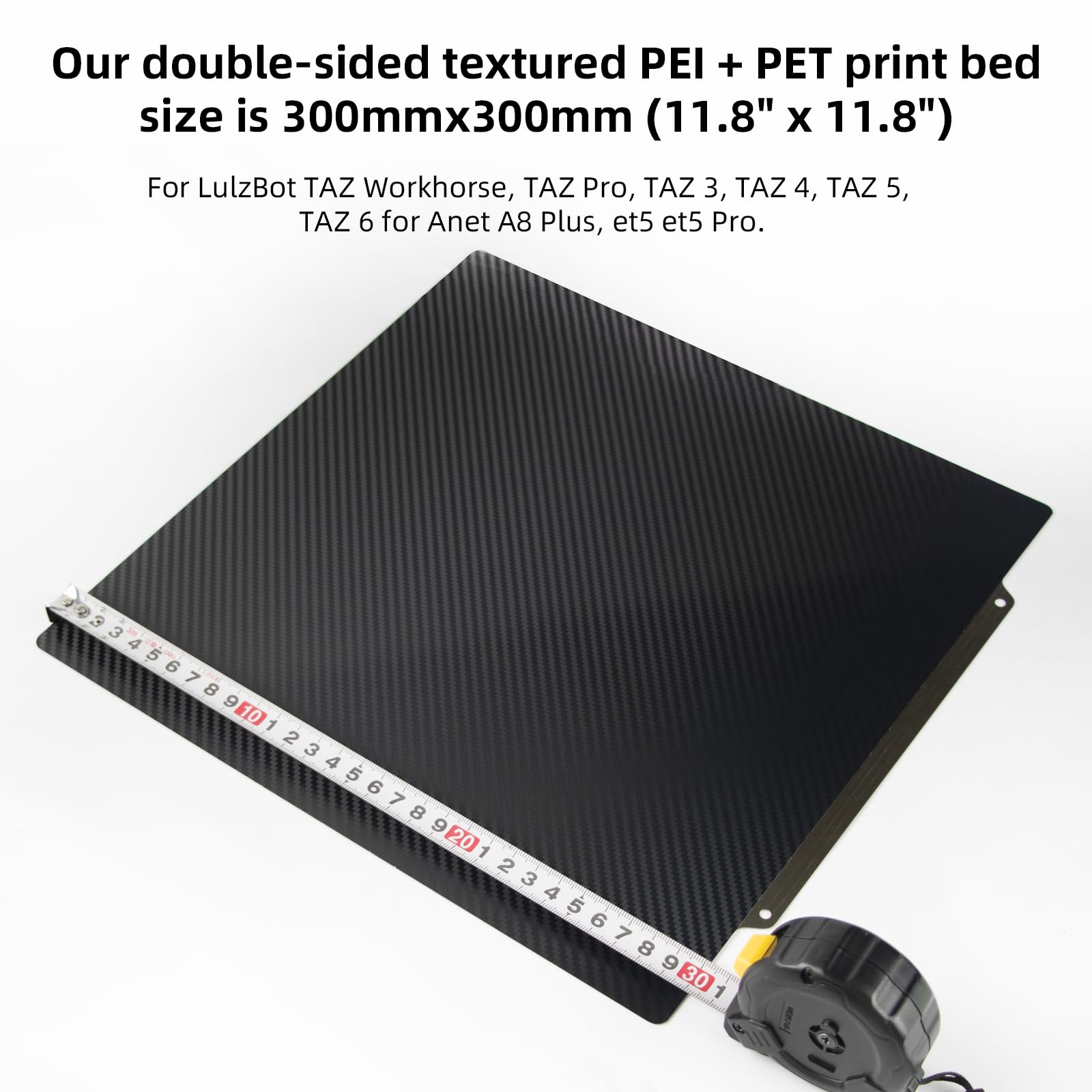 IdeaFormer-3D Piastra di costruzione PET+PEI 300x300mm Double Sided PET+PEI Print Bed Lamiera flessibile in acciaio per molle per LulzBot TAZ Workhorse, TAZ Pro, TAZ 3, TAZ 4, TAZ 5, TAZ 6
