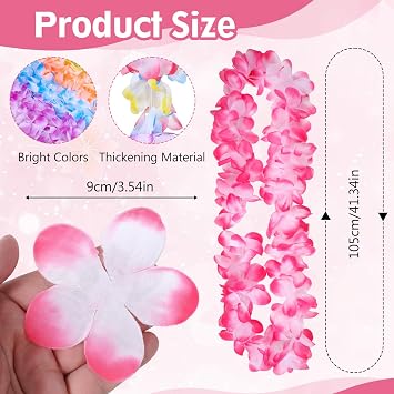 6 Pcs Hawaiian Leis Garland for Luau Party, Vibrant Flower Hawaii Leis Bulk for Tropical Party Decorations, Tropical Hawaii Silk Rainbow Lei for Wedding, Graduation, Beach & Birthday Parties Favors