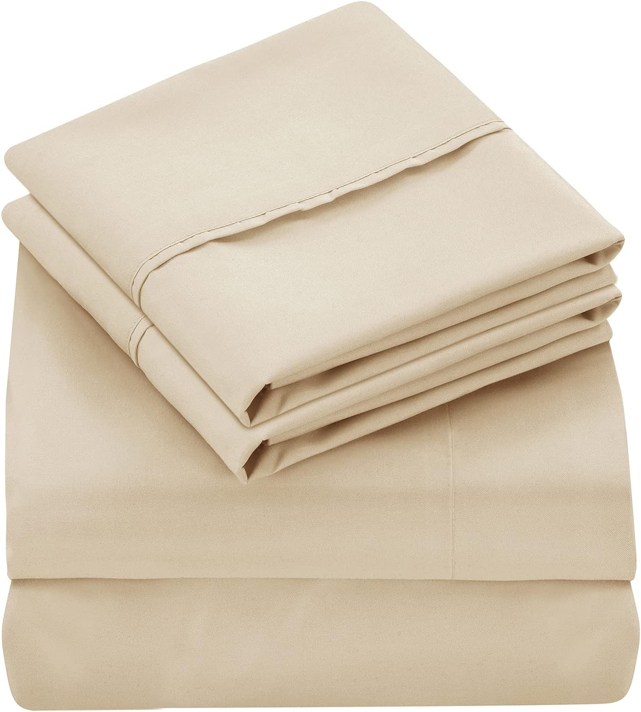 Oakias 4 Piece Queen Bed Sheets Beige – Soft Brushed Microfiber Fabric Queen Sheets Set – Beige Sheets for Bed – Shrinkage & Fade Resistant Sheets – Machine Washable